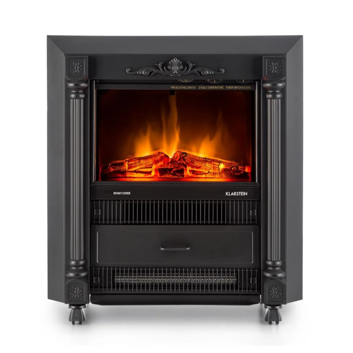 Grenoble Elektrischer Kamin Heizlüfter 1850 W Bodenrollen Thermostat – Bild 2