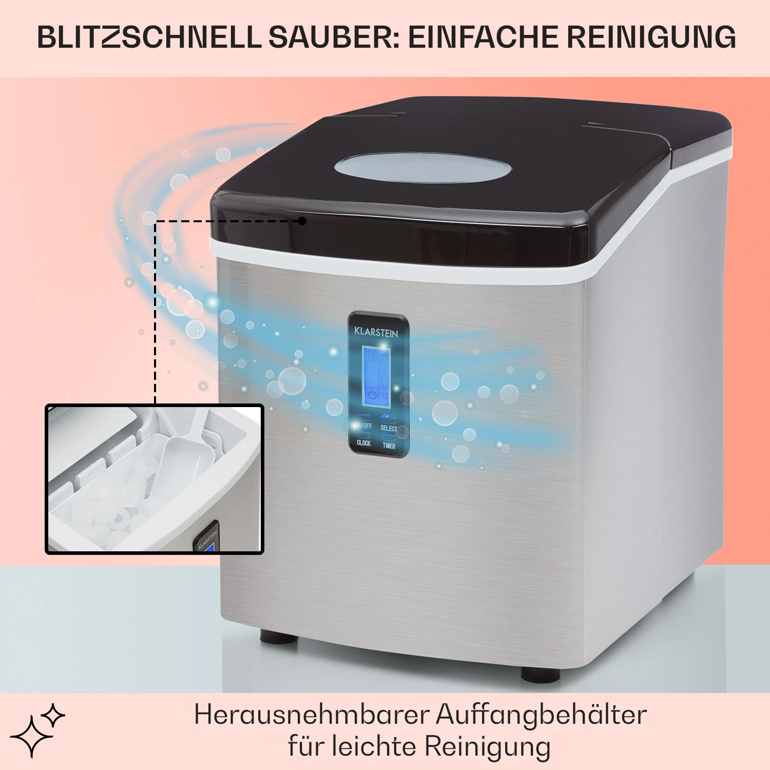 Mr. Black-Frost Eismaschine 150W Edelstahl Schwarz 15kg – Bild 5