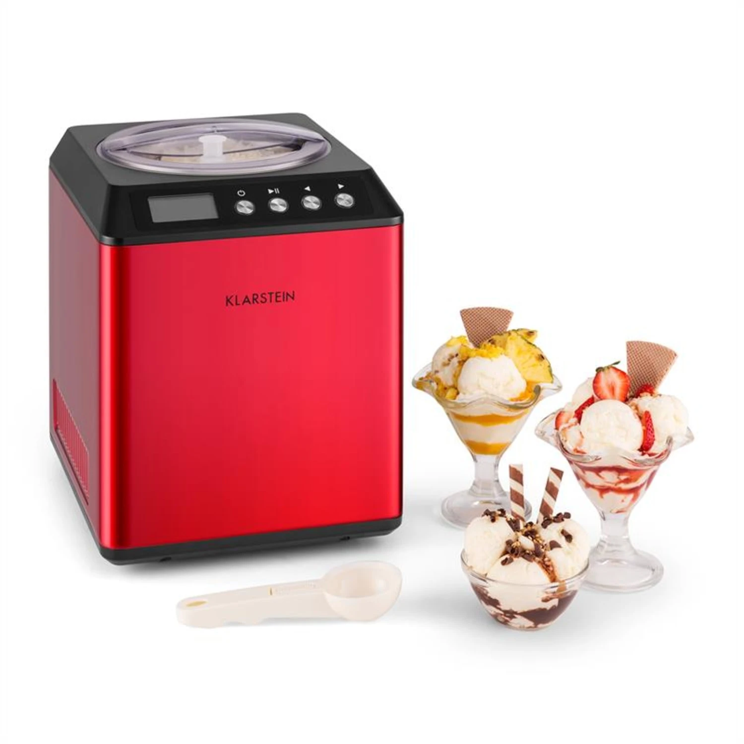 Vanilla Sky Eiscreme-Maschine Kompressor 2l 180W Edelstahl Rot – Bild 2