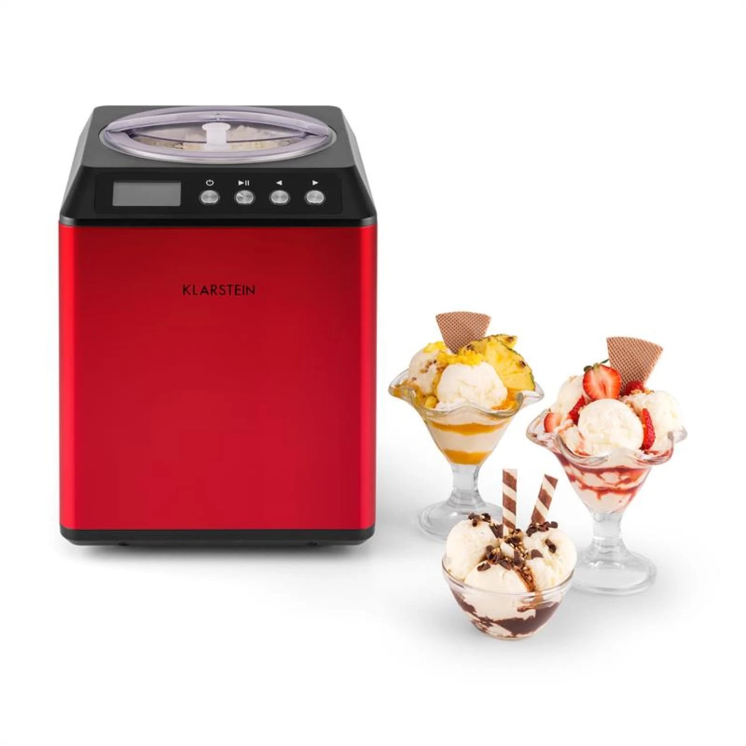 Vanilla Sky Eiscreme-Maschine Kompressor 2l 180W Edelstahl Rot – Bild 6