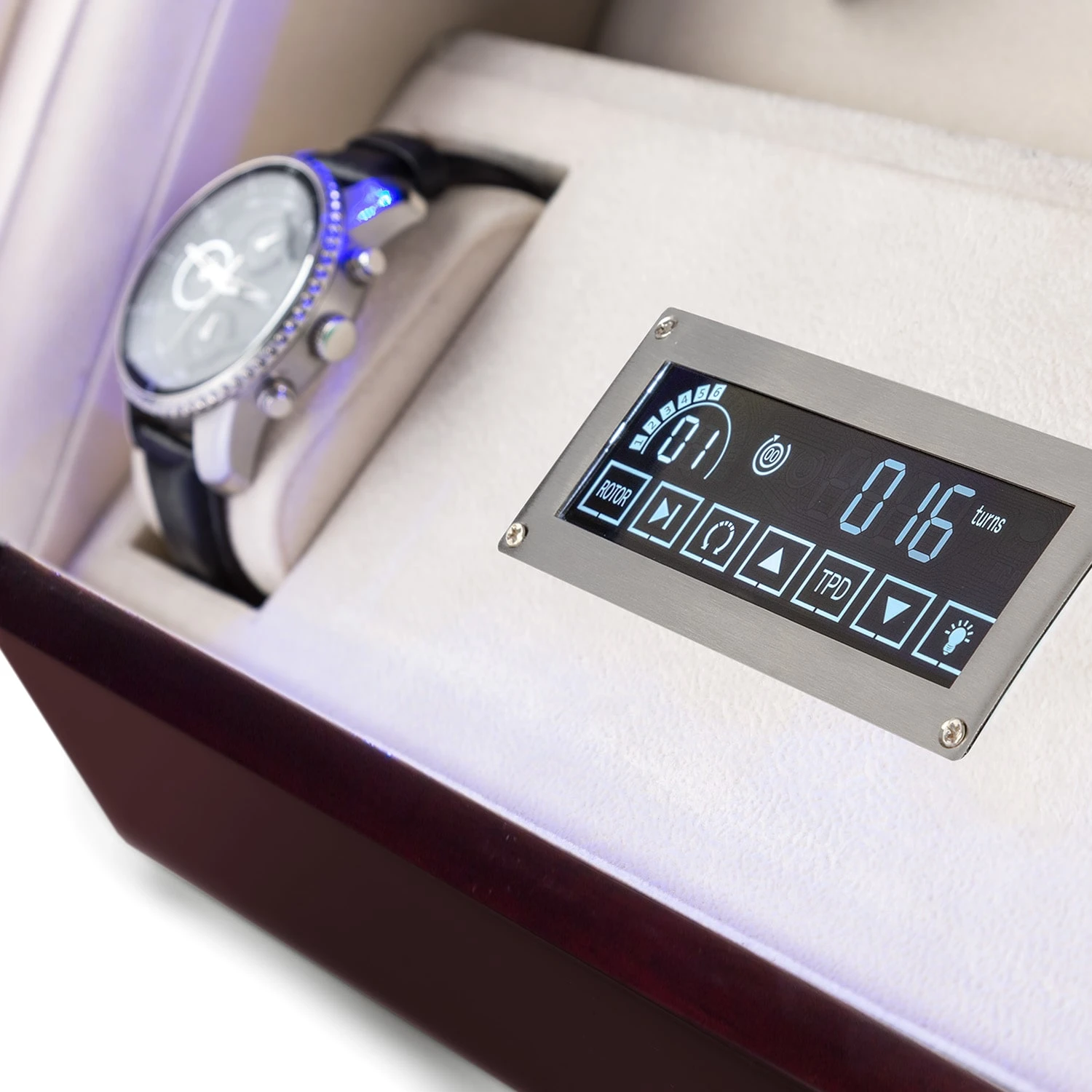 Klingenthal Uhrenbeweger Rechts-Links-Lauf Bis 2200U/d 12 Uhren RGB-LED Touch Abschließbar – Bild 6