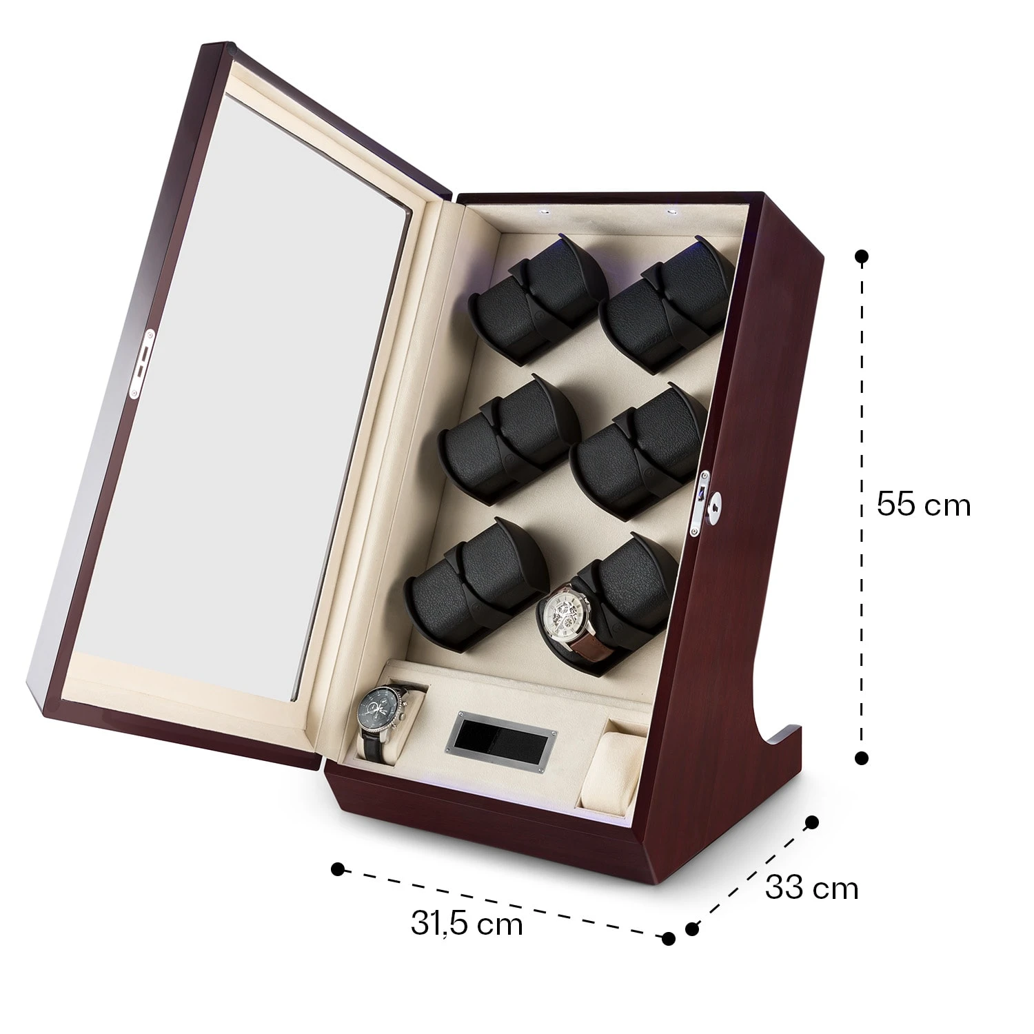 Klingenthal Uhrenbeweger Rechts-Links-Lauf Bis 2200U/d 12 Uhren RGB-LED Touch Abschließbar – Bild 9