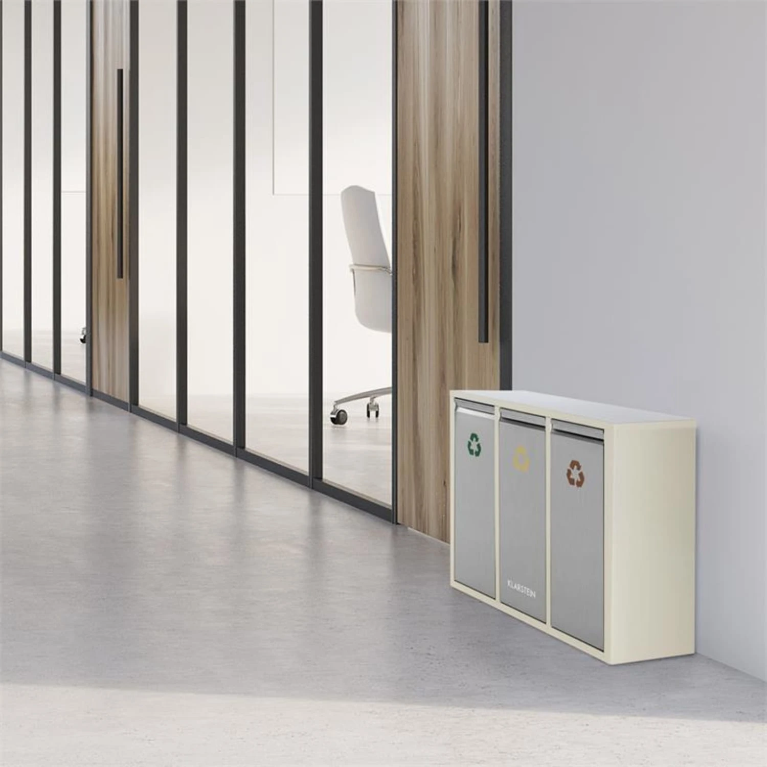 Ordnungshüter 3 Mülleimer Mülltrenner 45L (3 X 15 L) Cremebeige – Bild 4