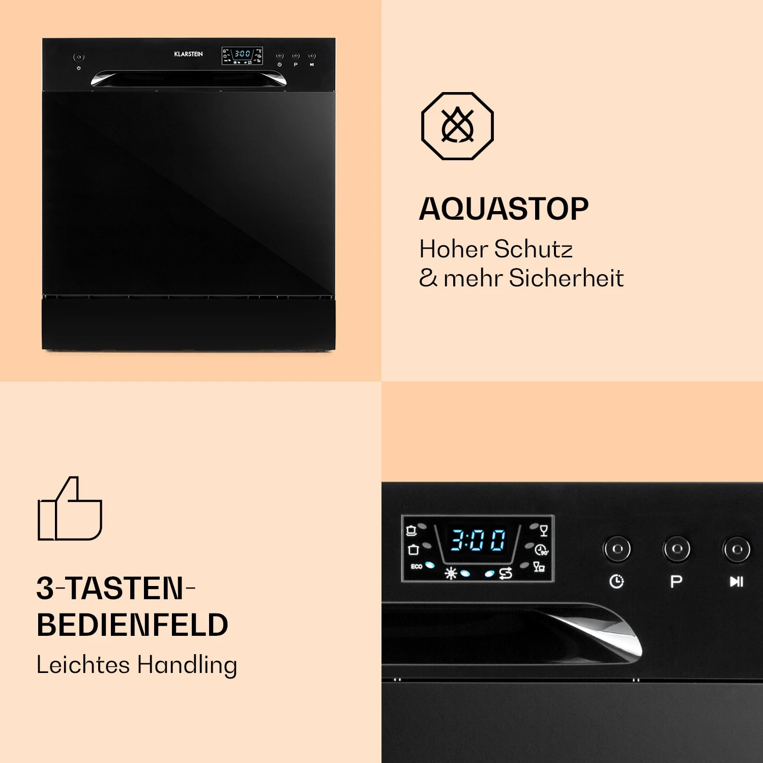 Amazonia 8 Geschirrspülmaschine 1620 Watt 8 Maßgedecke 49 DB Aquastop – Bild 5