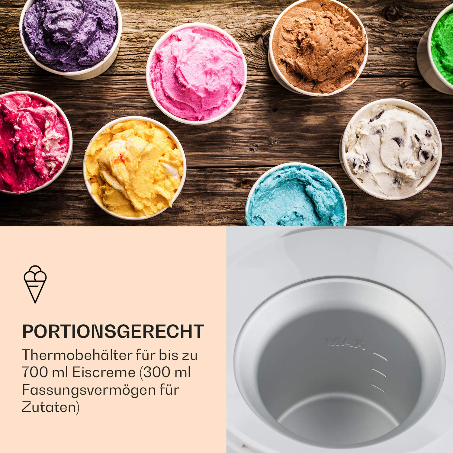 Schneeflöckchen Eiscremebereiter Thermoelektrisch 700ml Leise Weiß – Bild 5