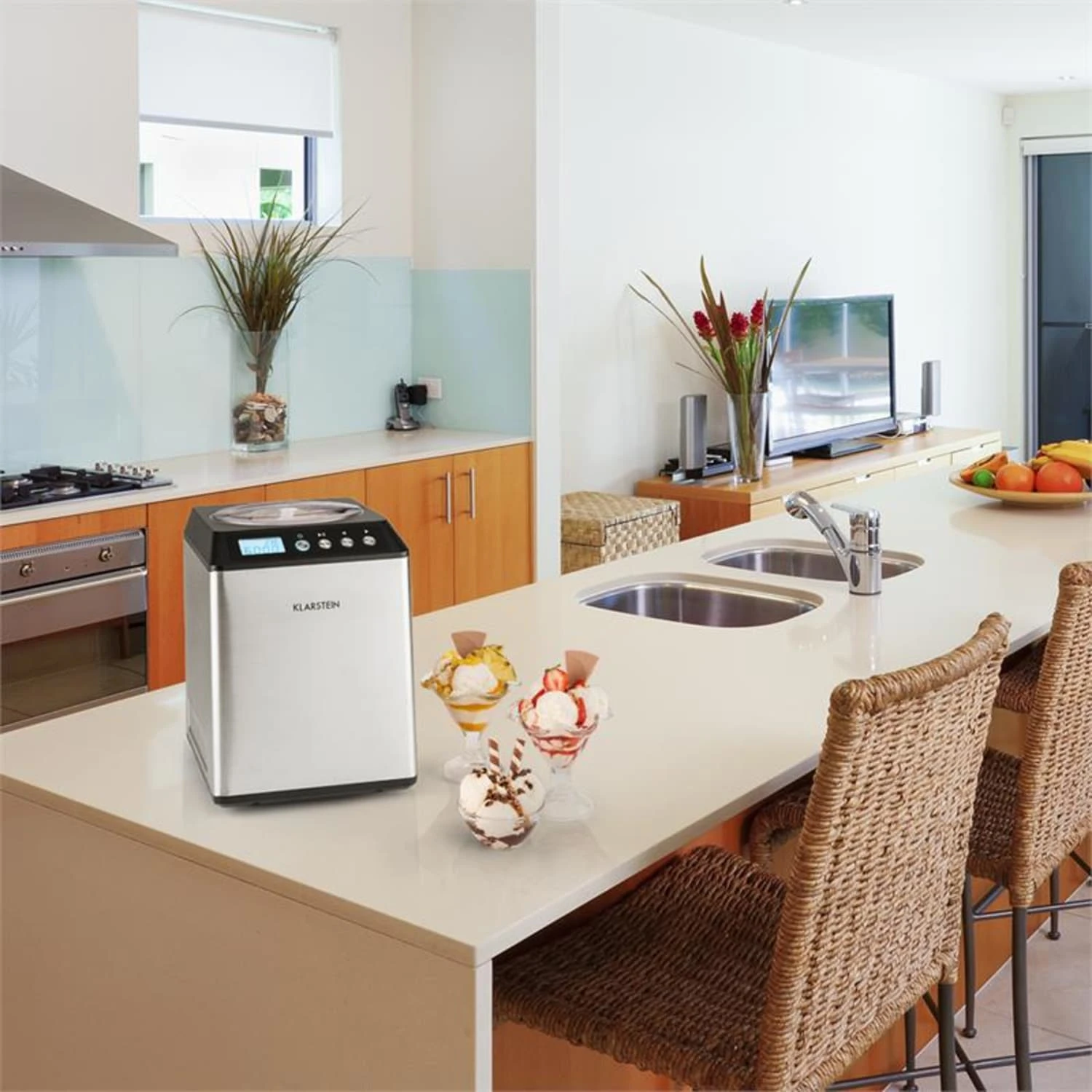 Vanilly Sky Family Eiscremebereiter Frozen Yoghurt 250W 2,5l Silber – Bild 2