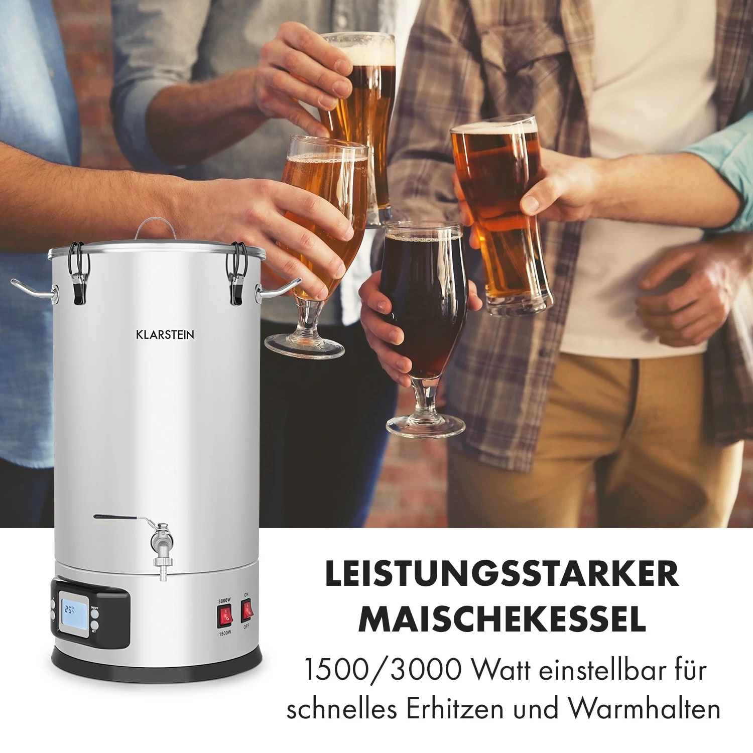 Maischfest Maischekessel 5 Teile 1500/3000W 25l LCD Touch – Bild 2