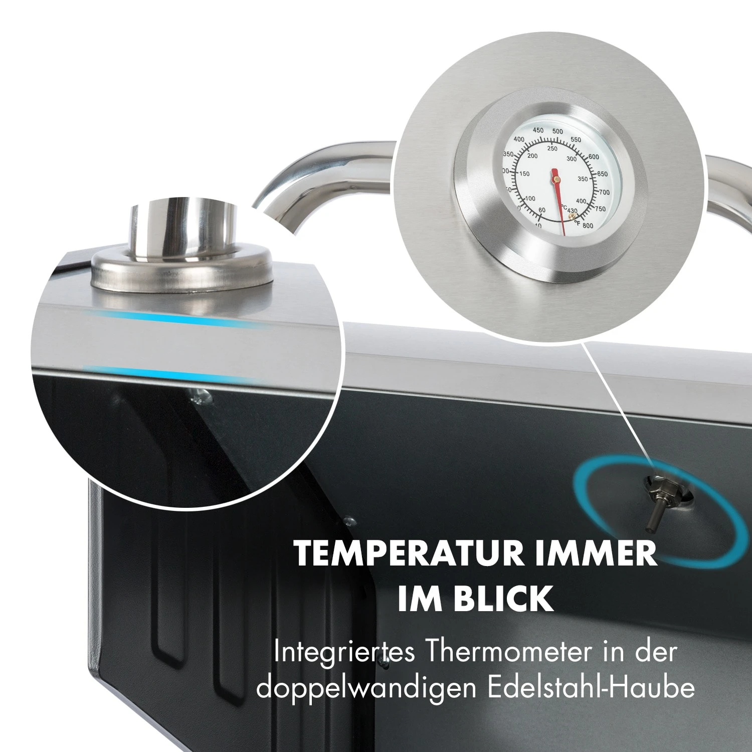 Lucifer 2.0-T Gasgrill 2 X 3,5 KW Brenner 45x44cm Grill Edelstahl – Bild 6