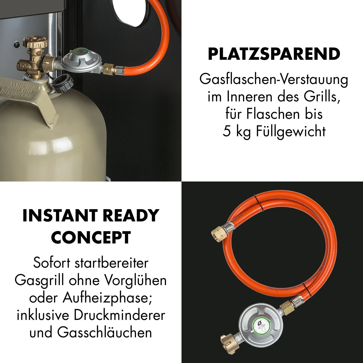 Lucifer 2.0-T Gasgrill 2 X 3,5 KW Brenner 45x44cm Grill Edelstahl – Bild 7