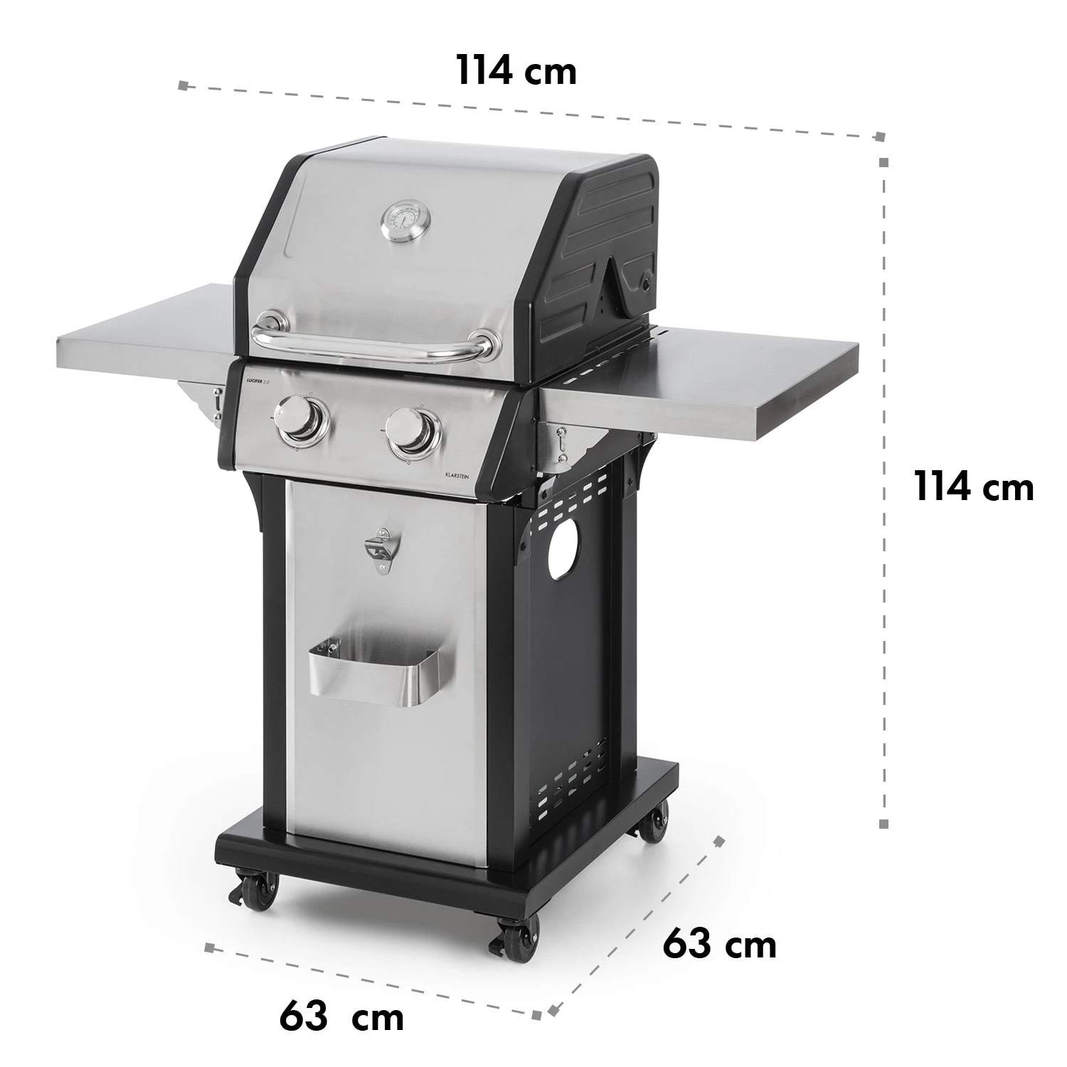 Lucifer 2.0-T Gasgrill 2 X 3,5 KW Brenner 45x44cm Grill Edelstahl – Bild 10