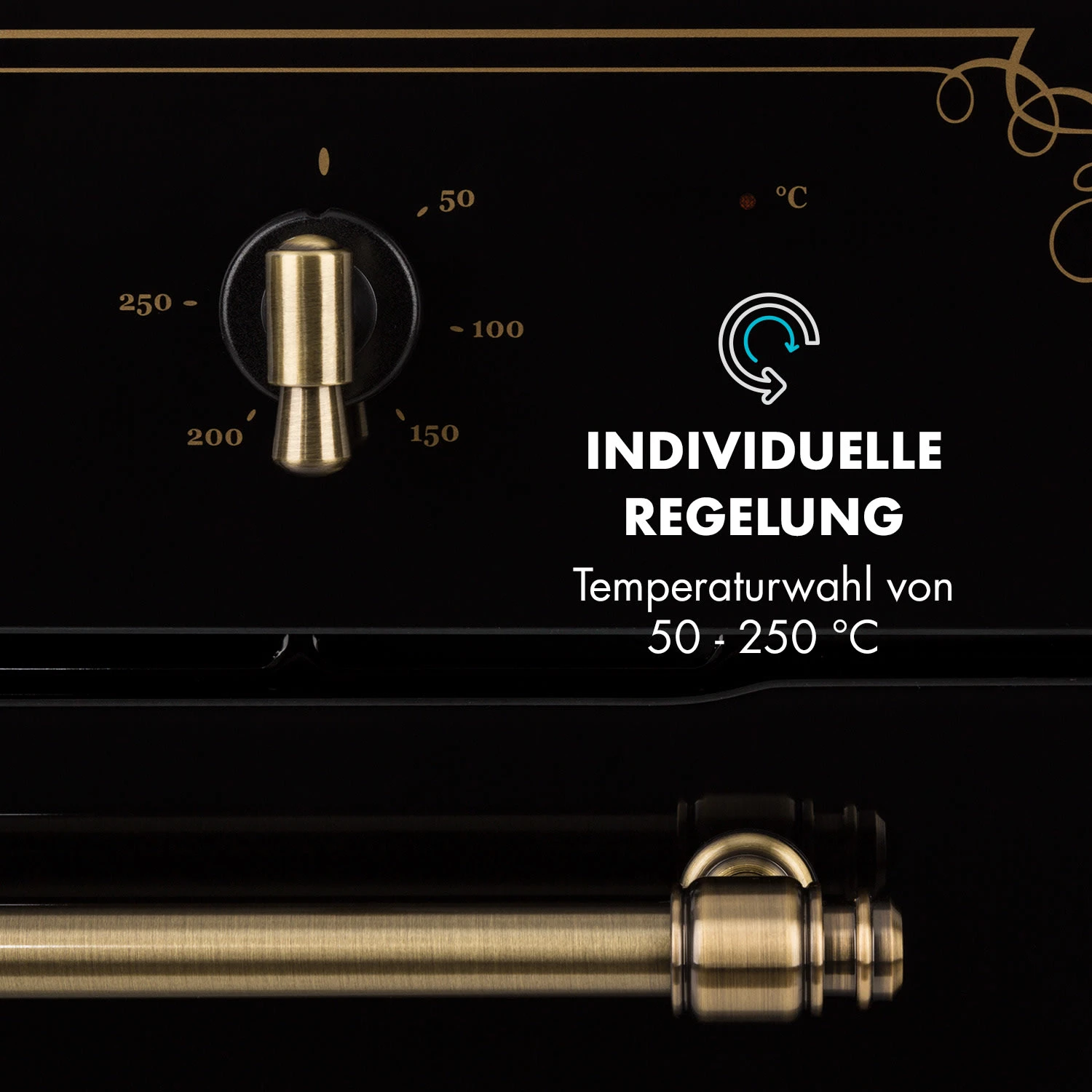 Victoria Einbaubackofen Retro-Design 9 Funktionen 50-250°C Schwarz – Bild 5