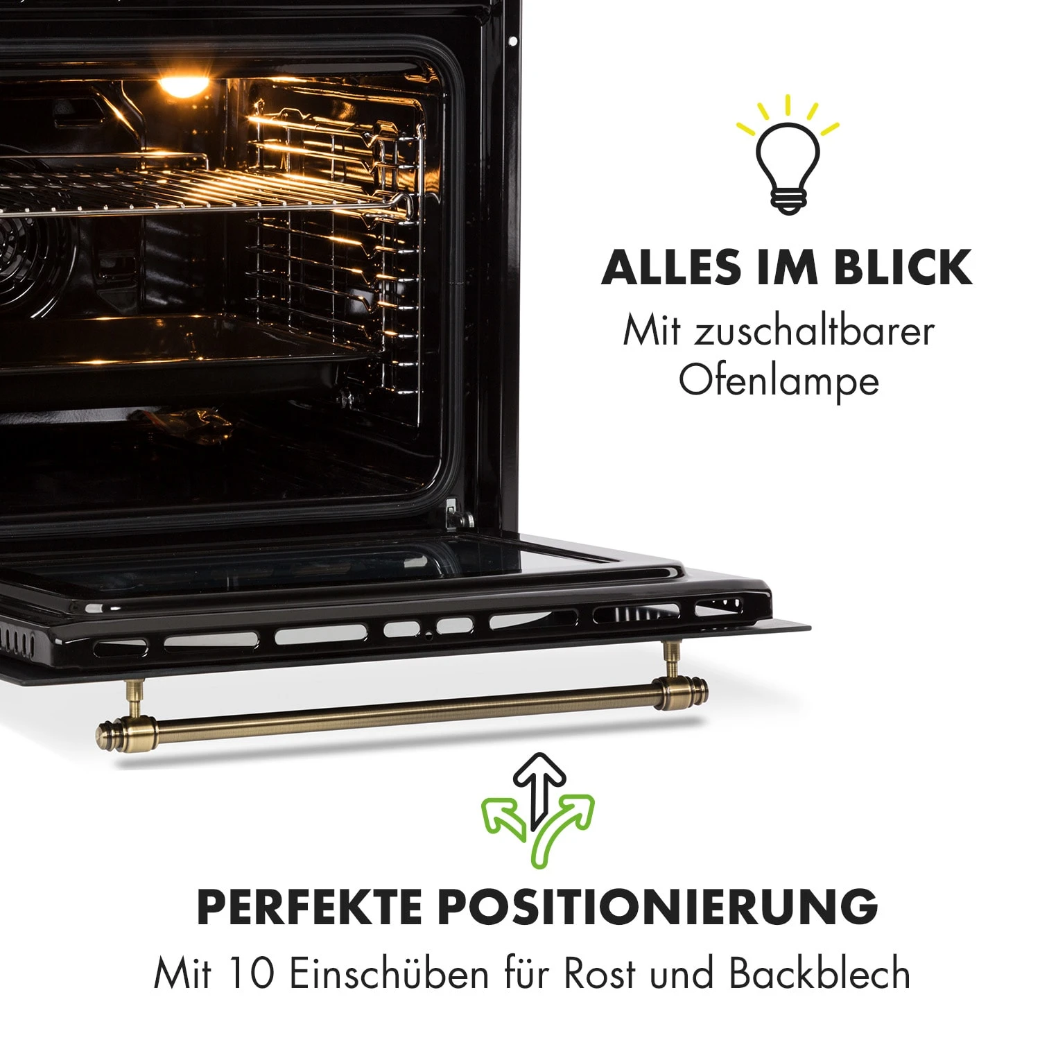 Victoria Einbaubackofen Retro-Design 9 Funktionen 50-250°C Schwarz – Bild 7
