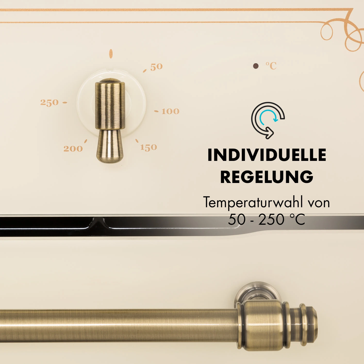 Victoria Einbaubackofen Retro-Design 9 Funktionen 50-250°C Elfenbein – Bild 5