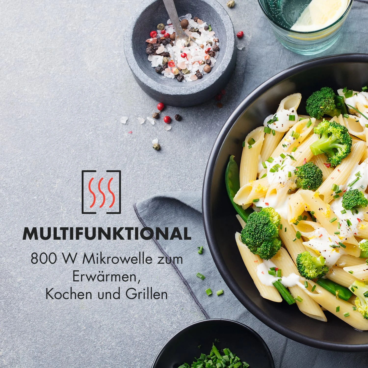 Victoria 20 Einbau-Mikrowelle, 20 L, 800 W, Grill: 1000 W, Schwarz – Bild 4