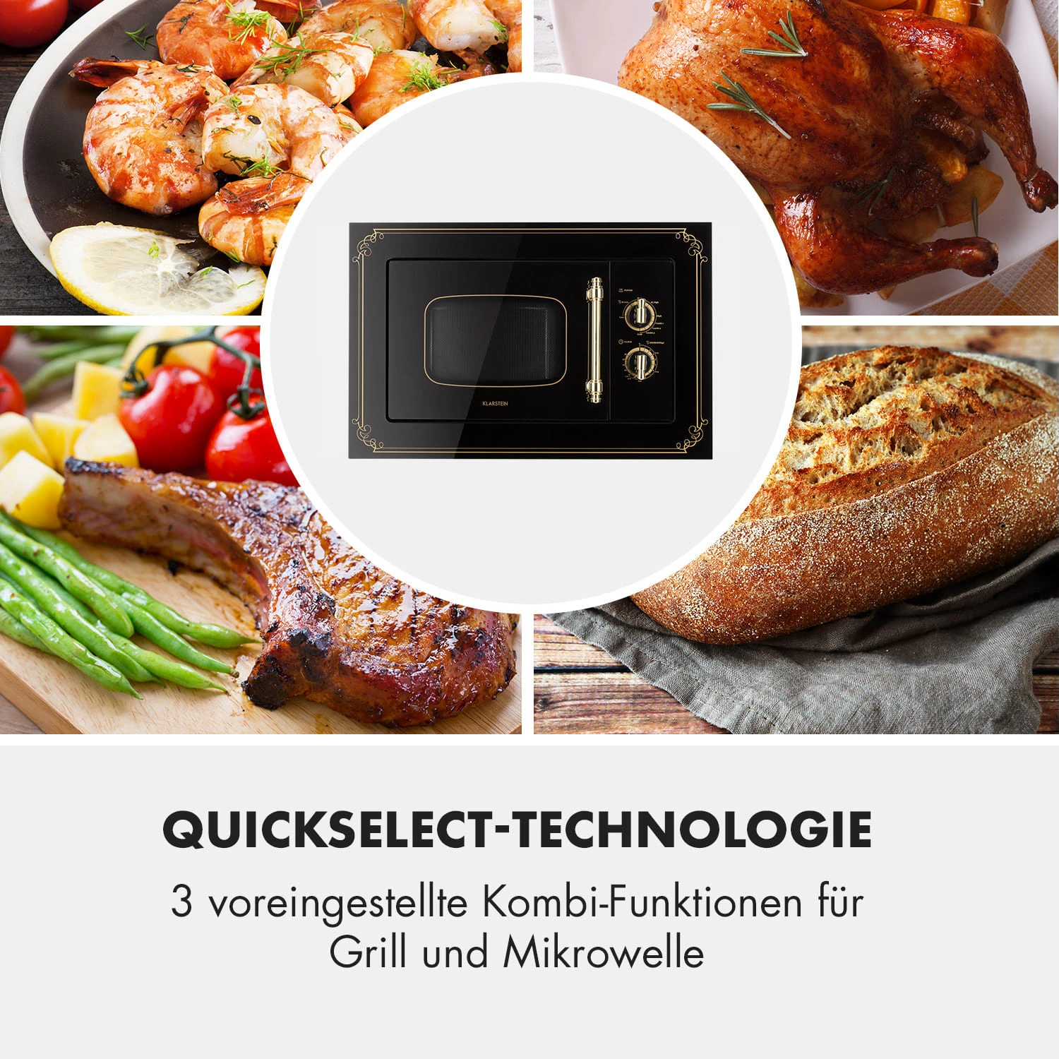 Victoria 20 Einbau-Mikrowelle, 20 L, 800 W, Grill: 1000 W, Schwarz – Bild 6