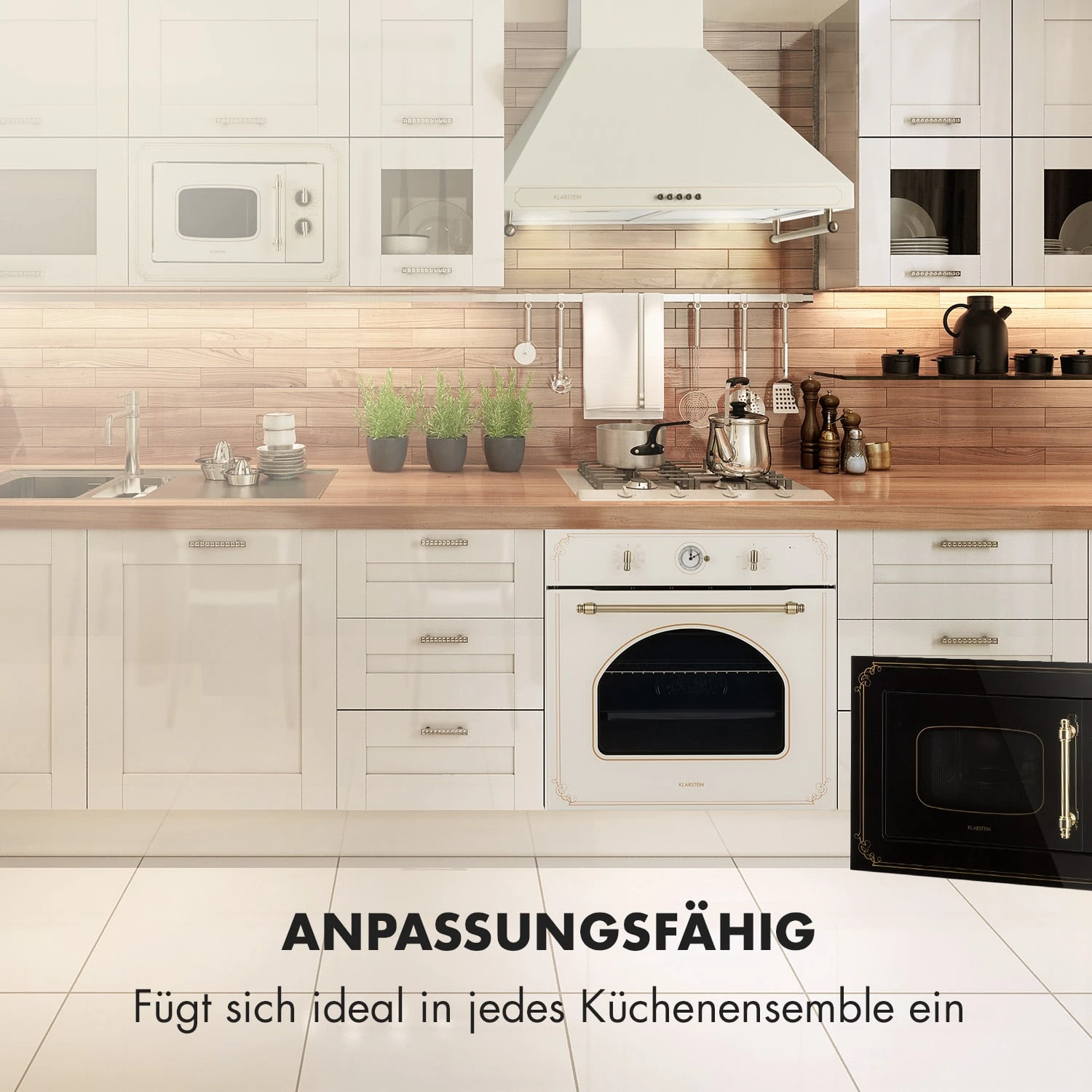 Victoria 20 Einbau-Mikrowelle, 20 L, 800 W, Grill: 1000 W, Elfenbein – Bild 3