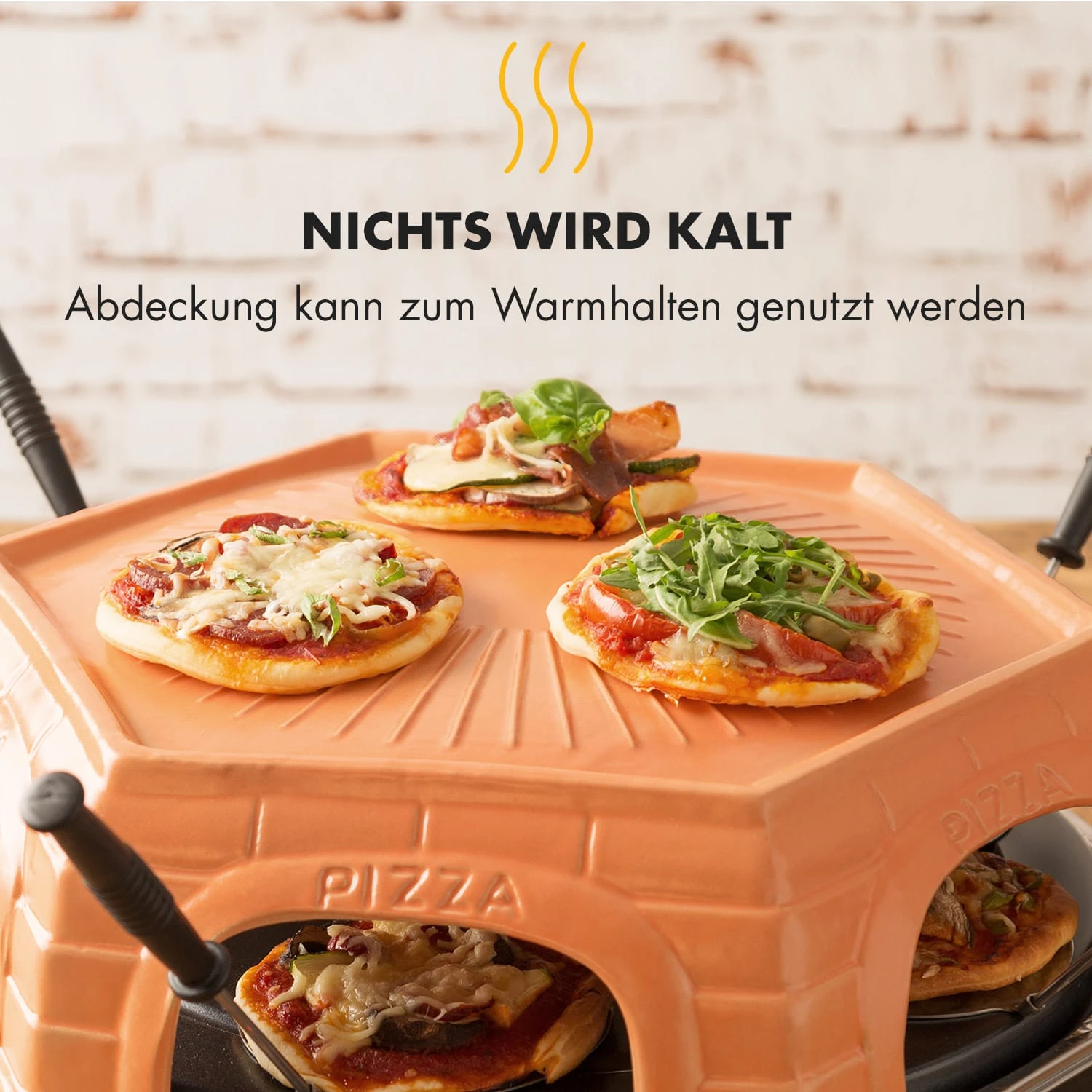 Capricciosa Pizzaofen 1500W Abdeckung Aus Terracotta Warmhaltefunktion – Bild 6