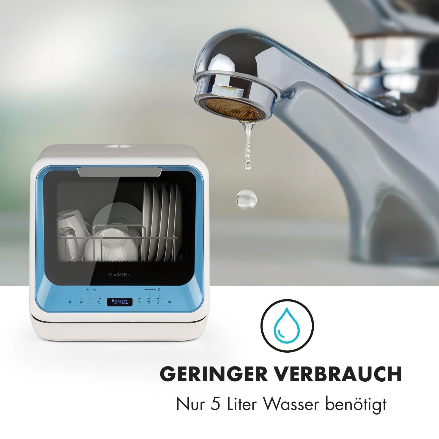 Amazonia Mini Geschirrspülmaschine 6 Programme LED-Display – Bild 6