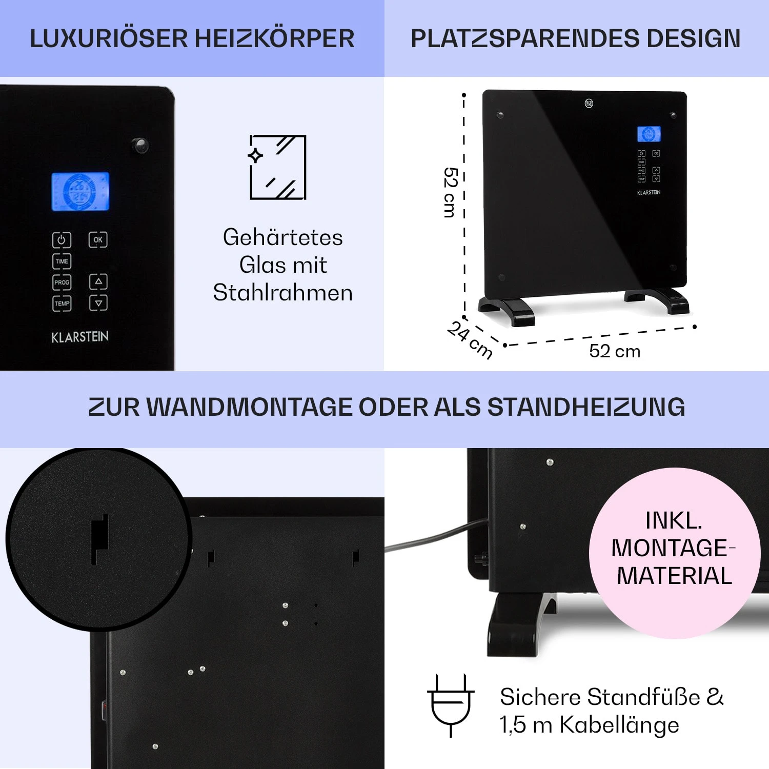 Norderney Konvektions-Heizgerät Thermostat Timer 1000W 20m² – Bild 6