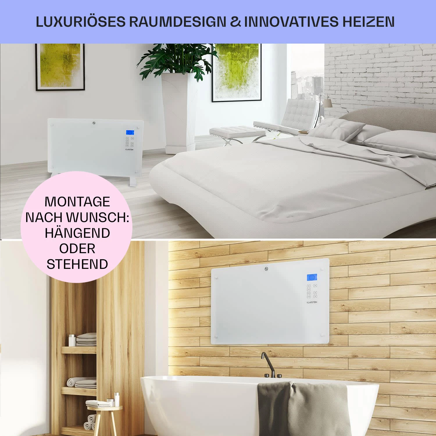 Norderney Konvektions-Heizgerät Thermostat Timer 2000W 30m² Weiß – Bild 7