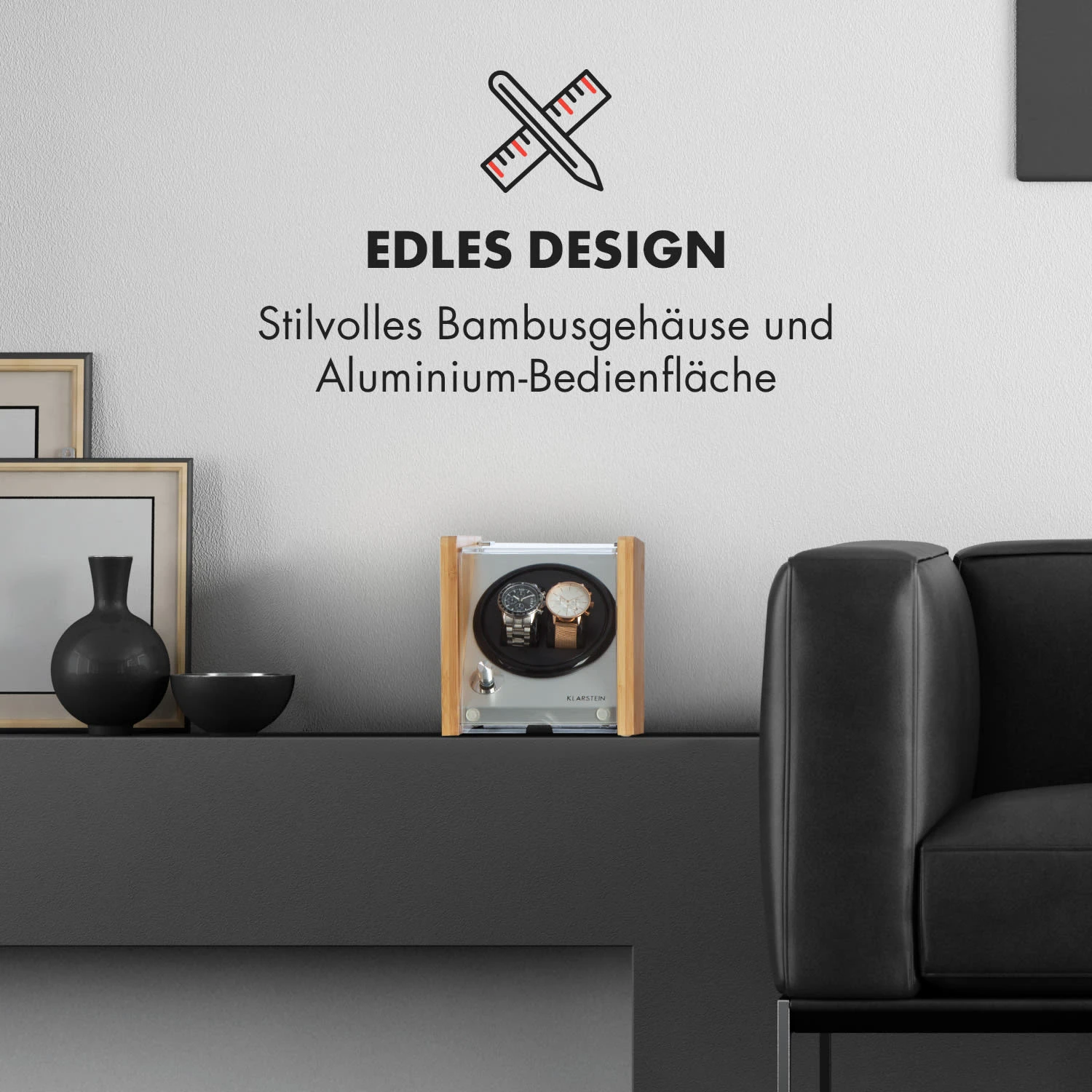 Hanoi 2 Uhrenbeweger, 2 Uhren, 3 Geschwindigkeiten, 4 Modi, Bambus – Bild 5