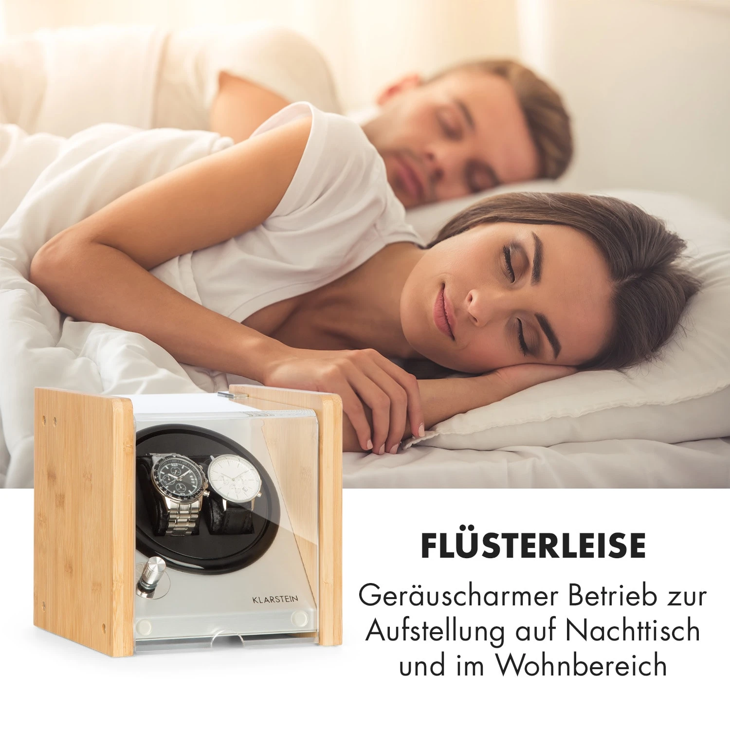 Hanoi 2 Uhrenbeweger, 2 Uhren, 3 Geschwindigkeiten, 4 Modi, Bambus – Bild 6