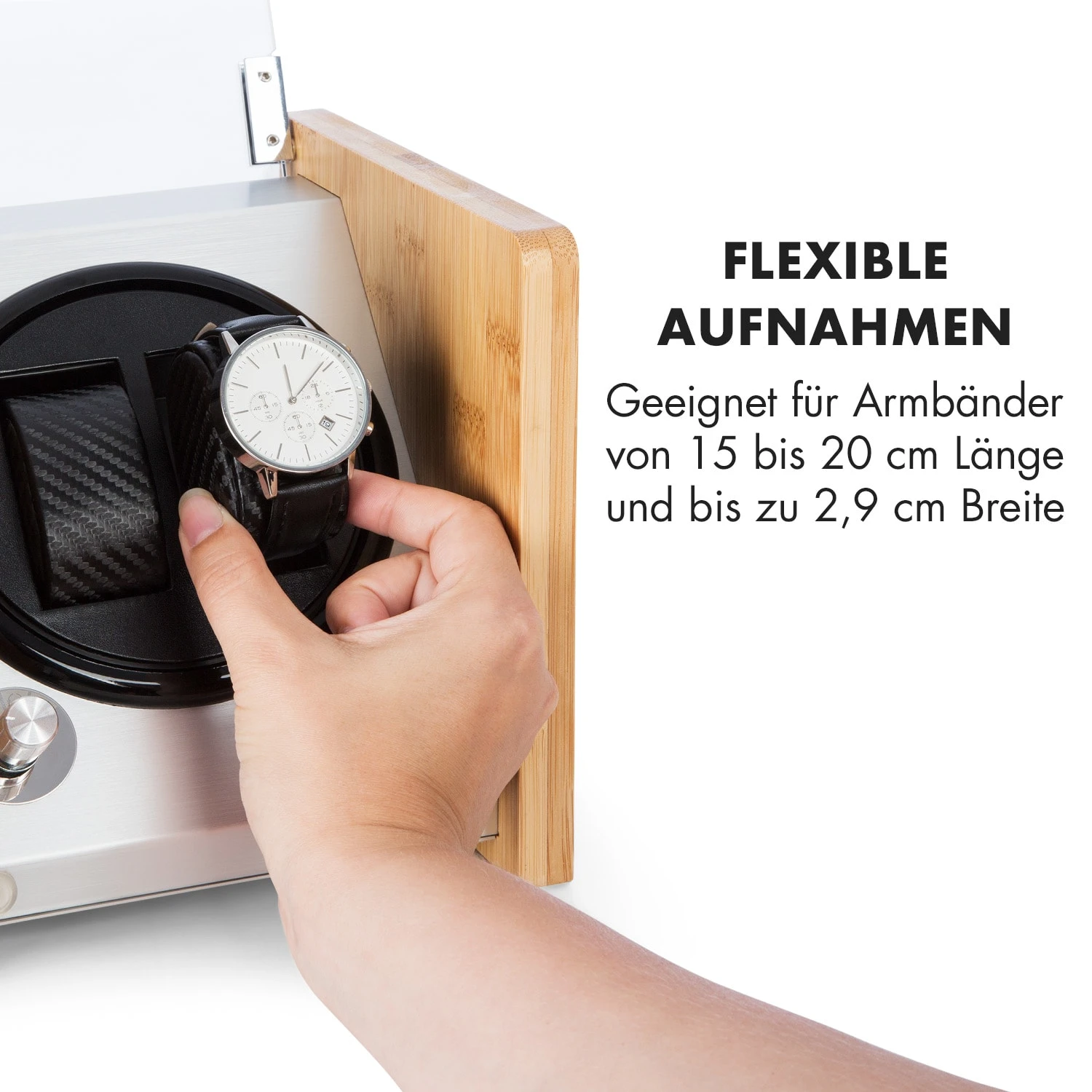 Hanoi 2 Uhrenbeweger, 2 Uhren, 3 Geschwindigkeiten, 4 Modi, Bambus – Bild 7