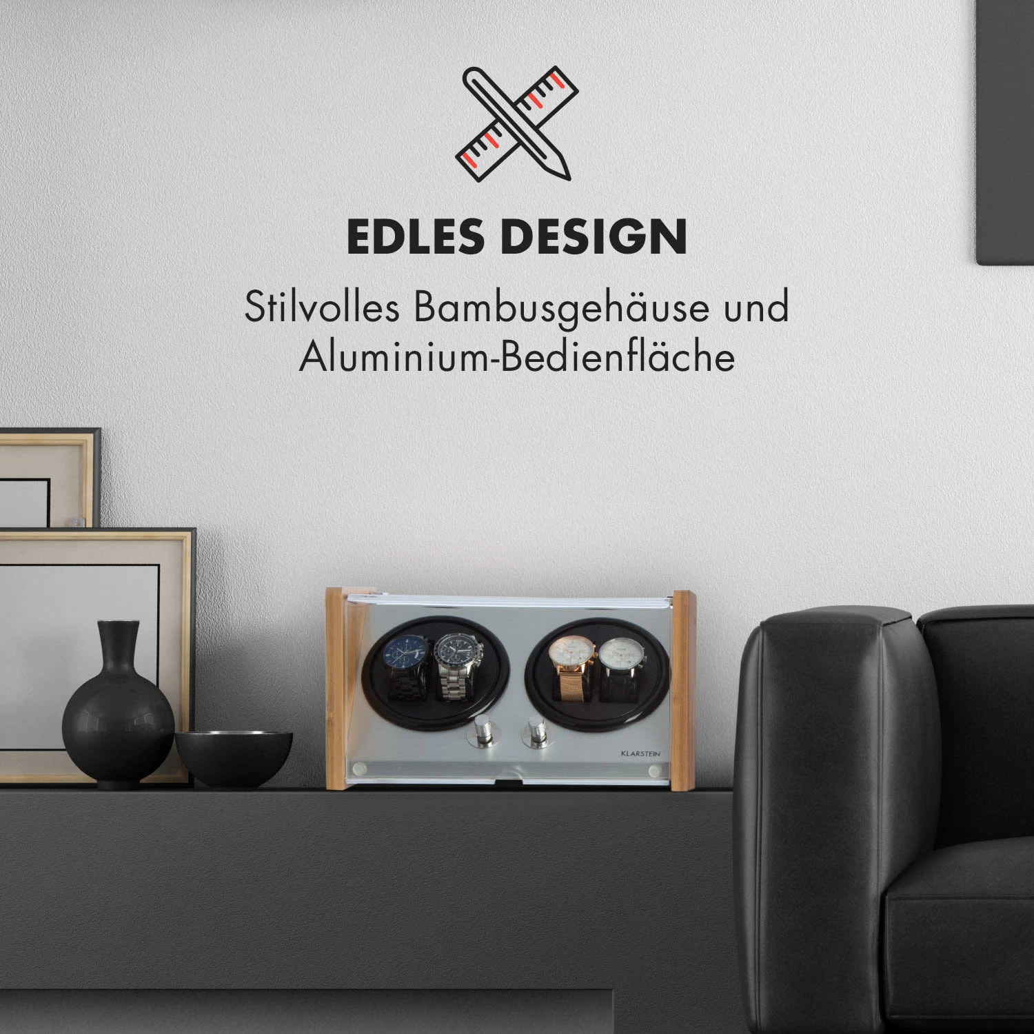 Hanoi 4 Uhrenbeweger, 4 Uhren, 3 Geschwindigkeiten, 4 Modi, Bambus – Bild 5