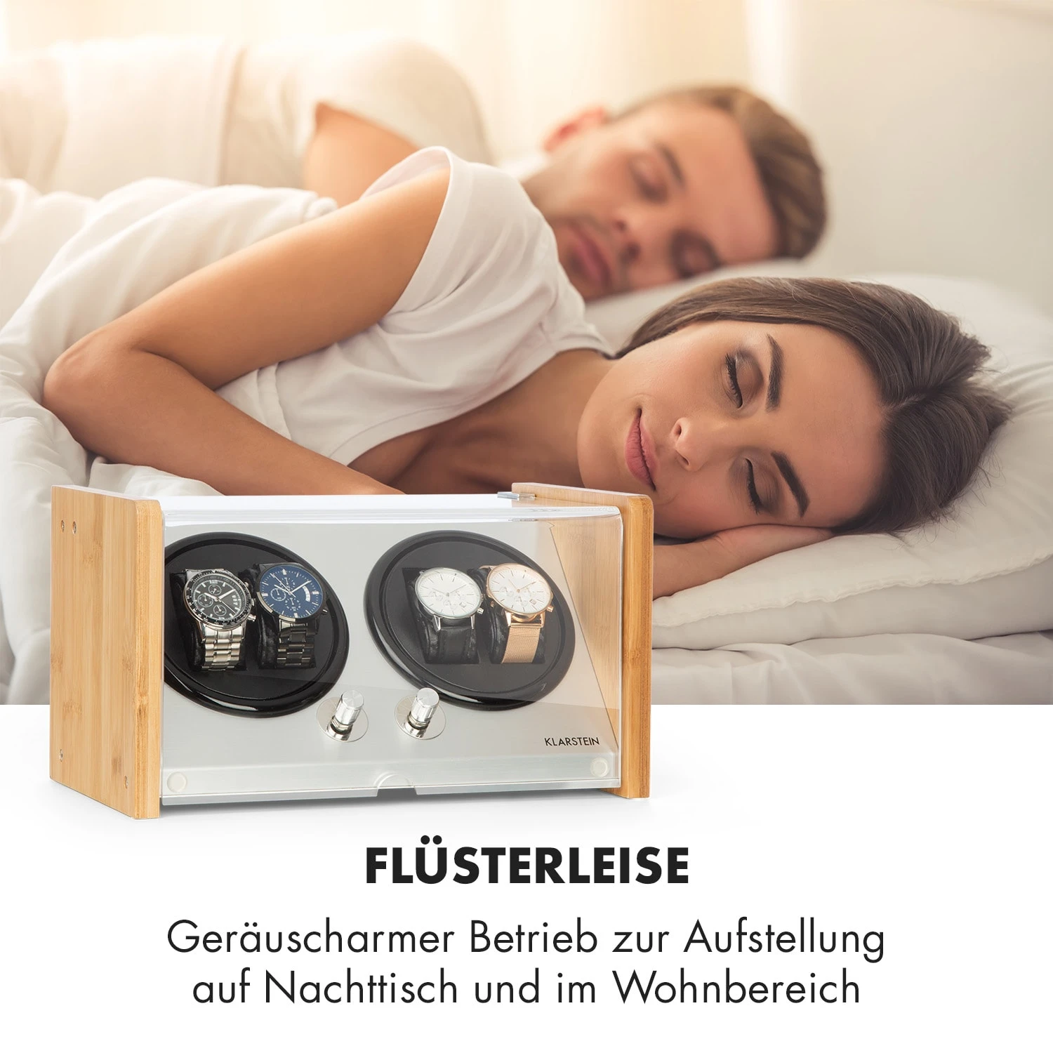 Hanoi 4 Uhrenbeweger, 4 Uhren, 3 Geschwindigkeiten, 4 Modi, Bambus – Bild 6