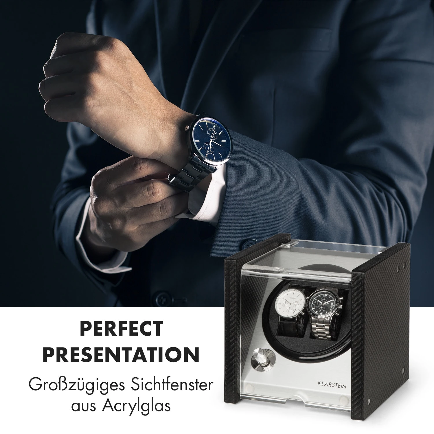 Tokyo 2 Uhrenbeweger, 2 Uhren, 3 Geschwindigkeiten, 4 Modi, Schwarz – Bild 2