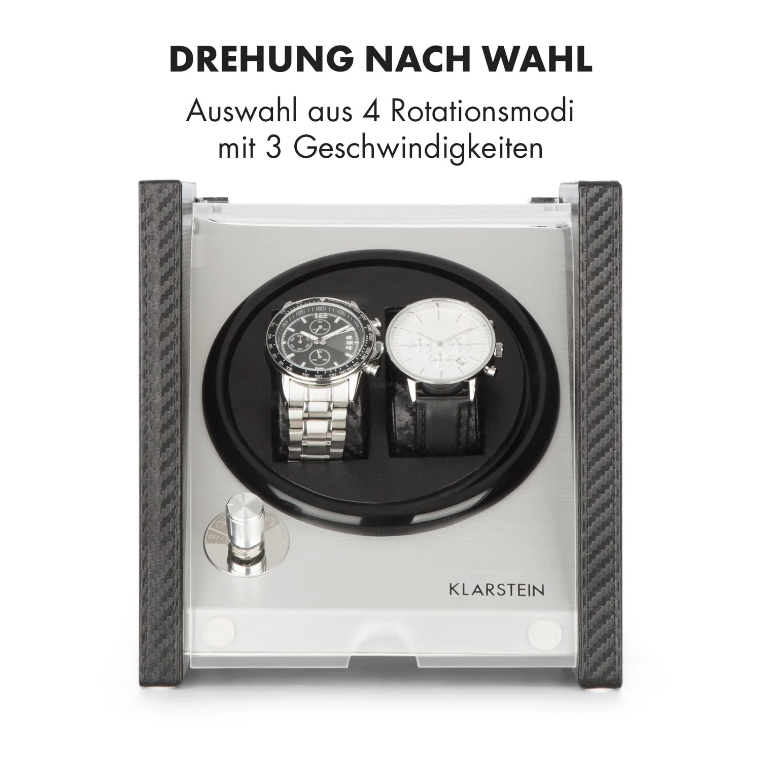 Tokyo 2 Uhrenbeweger, 2 Uhren, 3 Geschwindigkeiten, 4 Modi, Schwarz – Bild 4