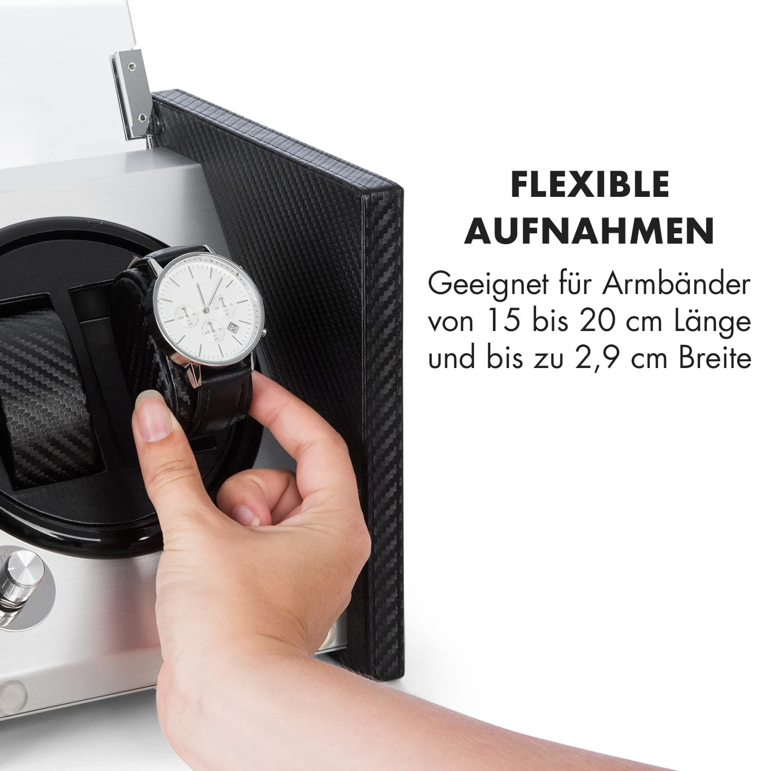 Tokyo 2 Uhrenbeweger, 2 Uhren, 3 Geschwindigkeiten, 4 Modi, Schwarz – Bild 7