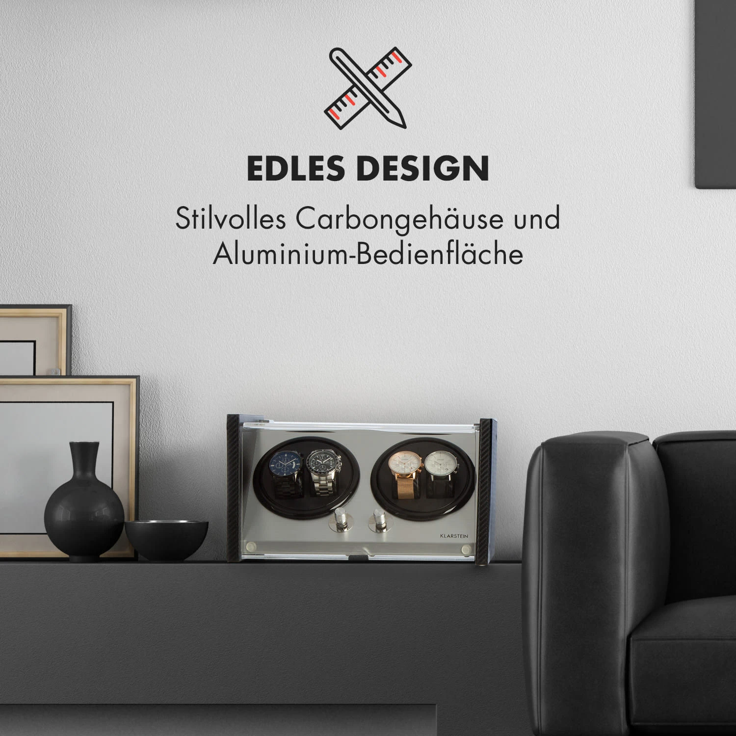 Tokyo 4 Uhrenbeweger, 4 Uhren, 3 Geschwindigkeiten, 4 Modi, Schwarz – Bild 5