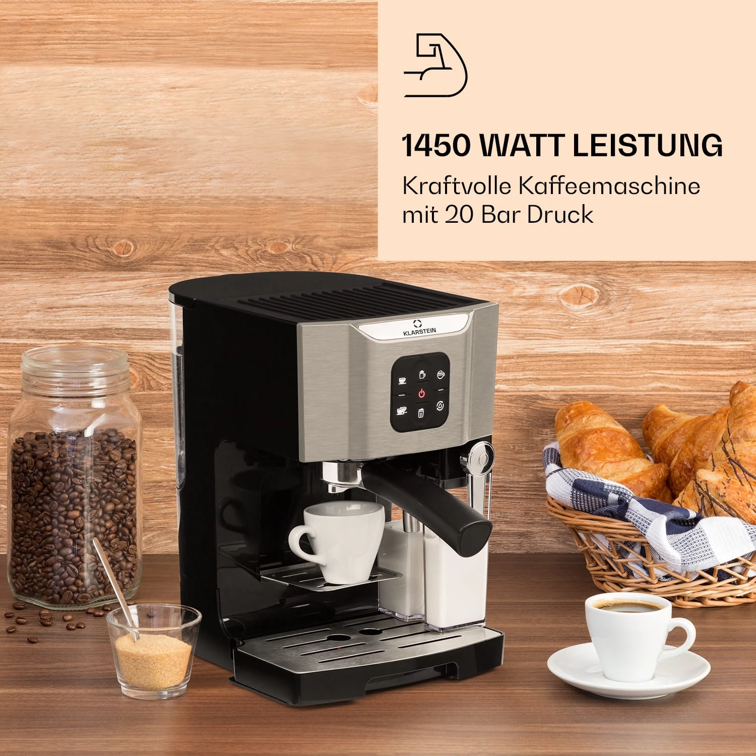BellaVita Kaffeemaschine 3-in-1 1450 W 20 Bar Milchschäumer – Bild 2
