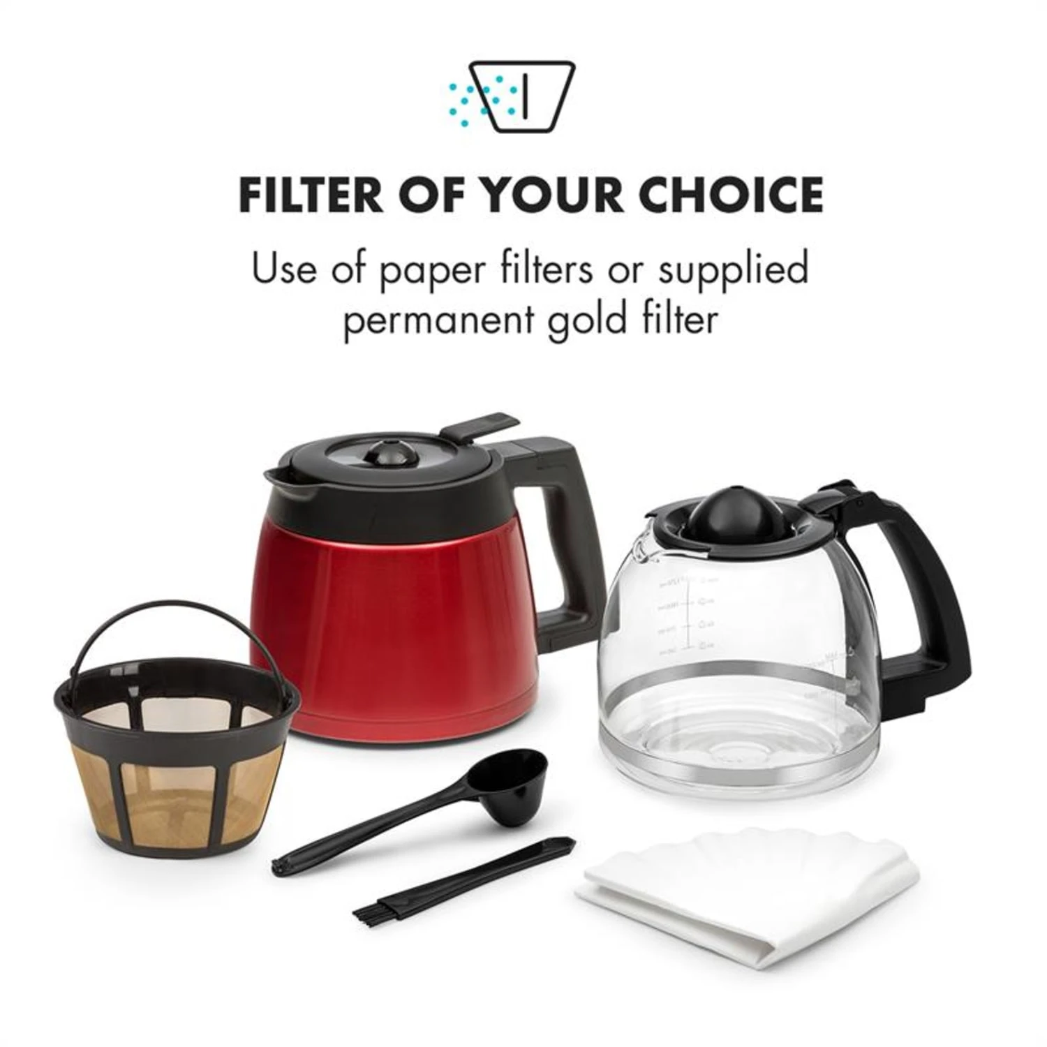 Aromatica II Duo Kaffeemaschine, Integriertes Mahlwerk, 1,25 L, Rot – Bild 4