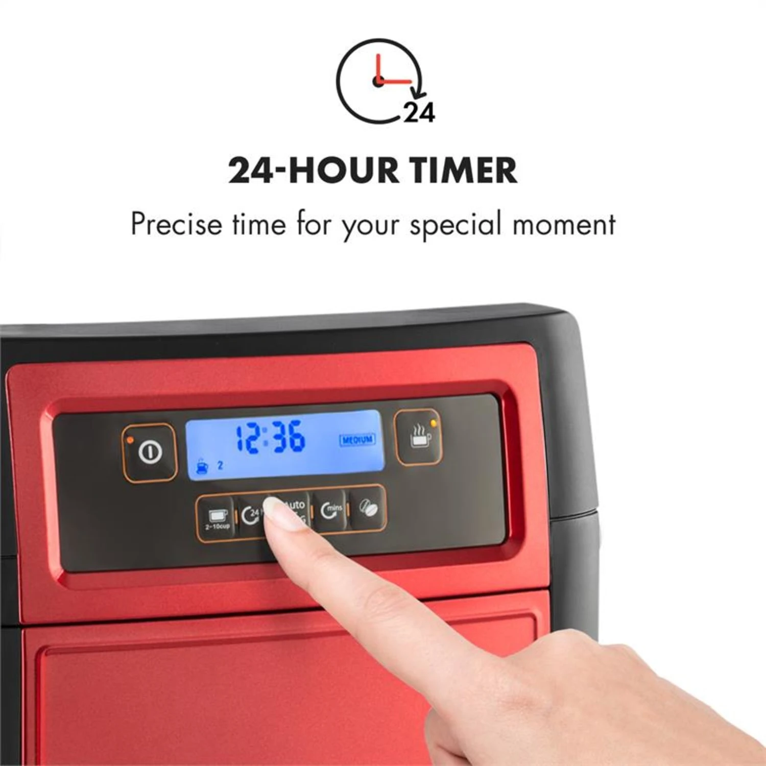 Aromatica II Duo Kaffeemaschine, Integriertes Mahlwerk, 1,25 L, Rot – Bild 5