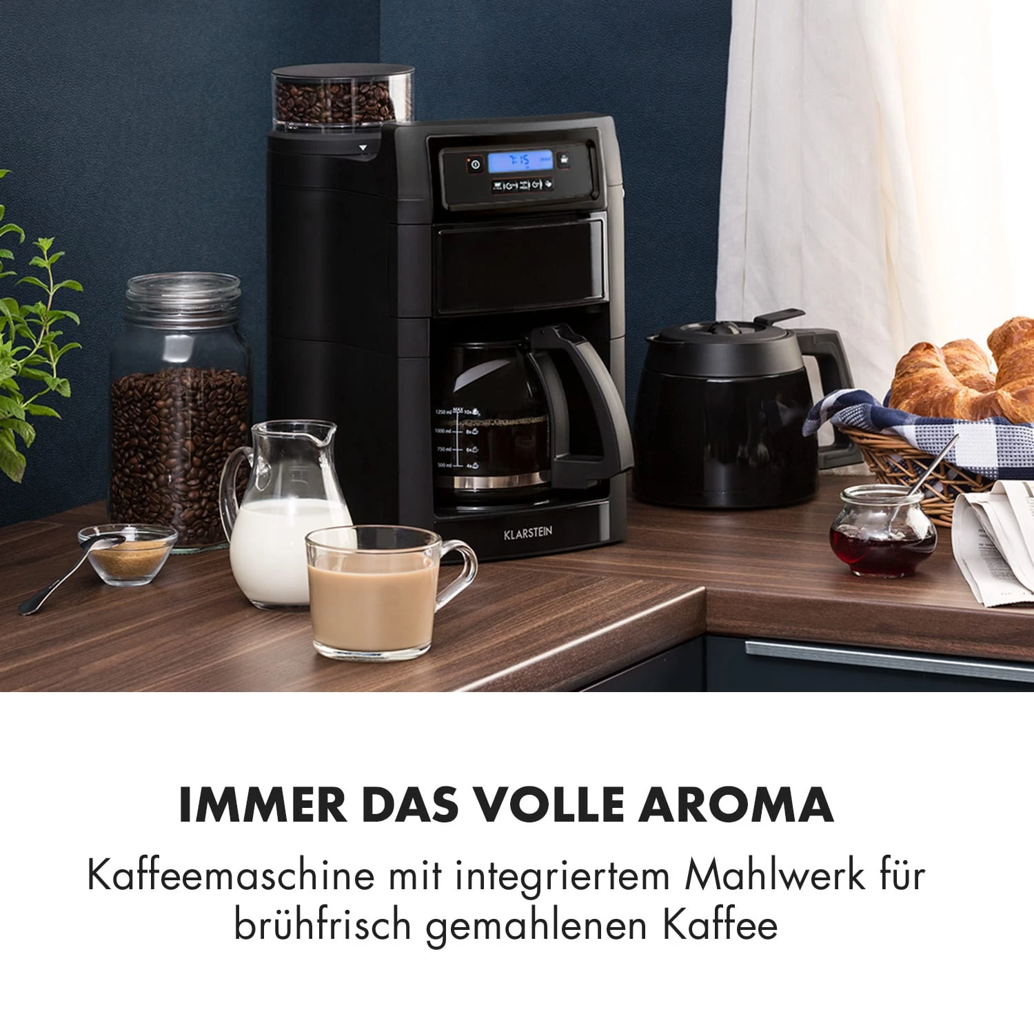 Aromatica II Set Kaffeemaschine, Mahlwerk, 1,25 L, Schwarz – Bild 2
