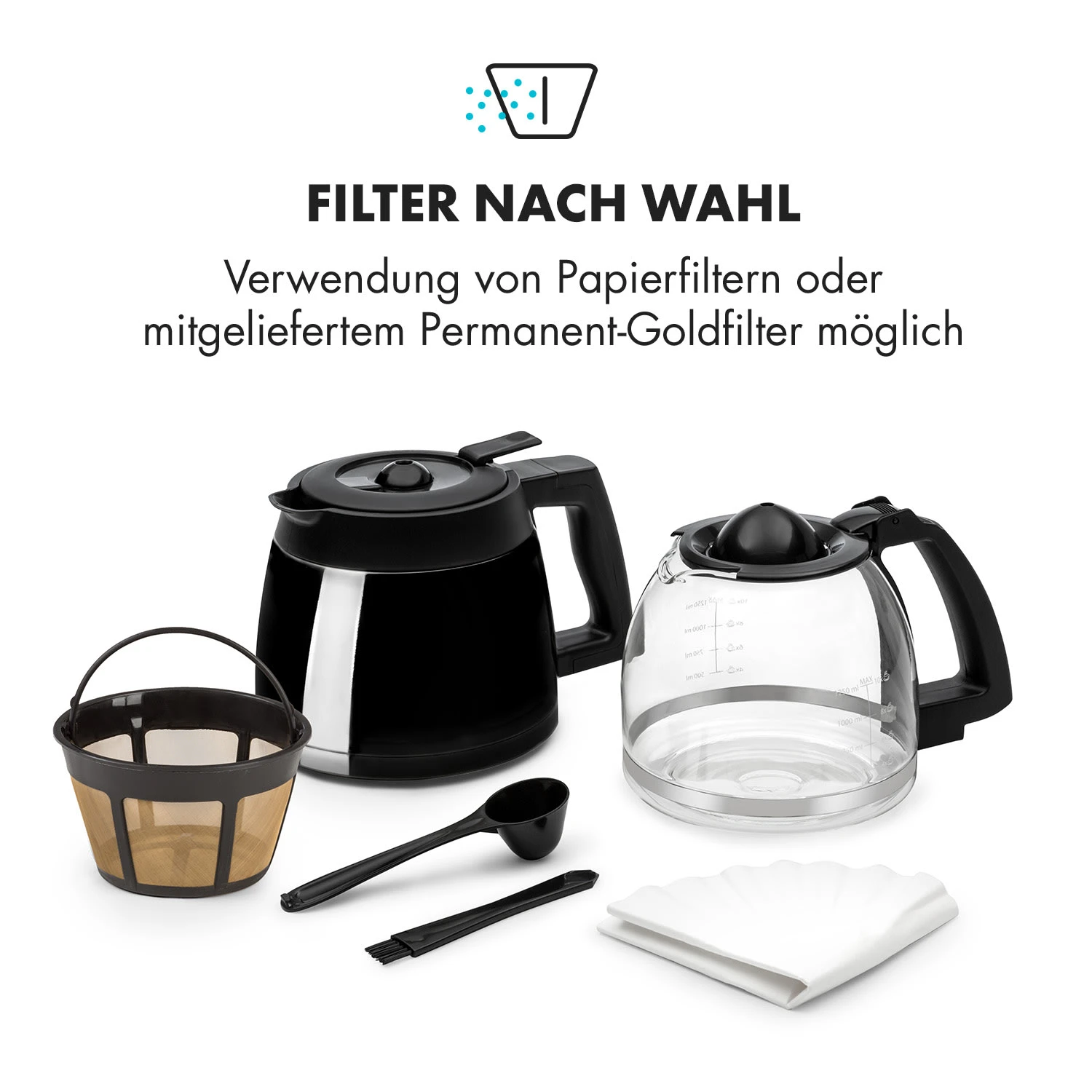 Aromatica II Set Kaffeemaschine, Mahlwerk, 1,25 L, Schwarz – Bild 4