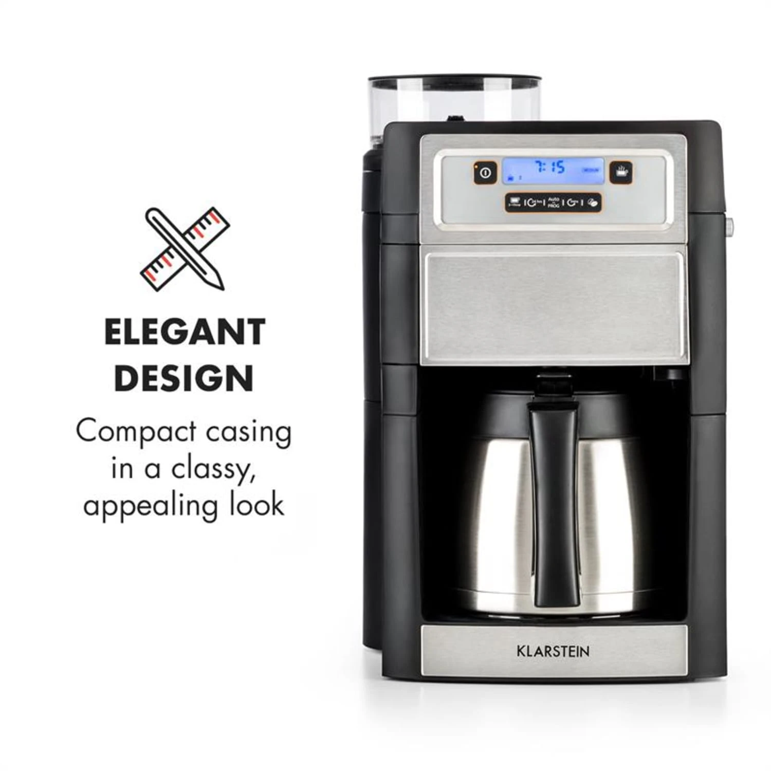 Aromatica II Thermo Kaffeemaschine, Mahlwerk, 1,25 L, Silber – Bild 3