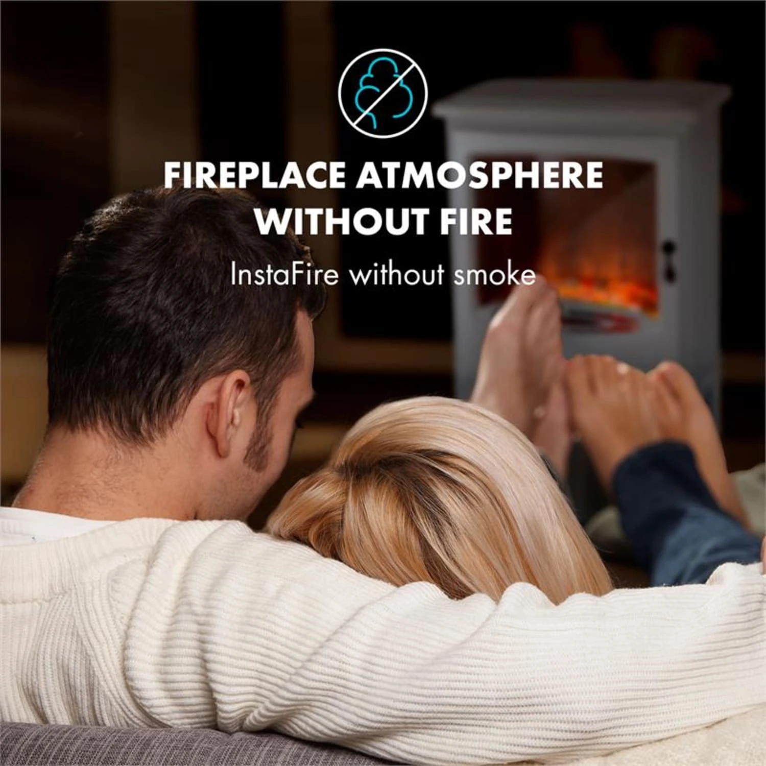 Meran Elektrischer Kamin 950/1850W 2-stufige Heizung Gusseisen-Stil – Bild 3