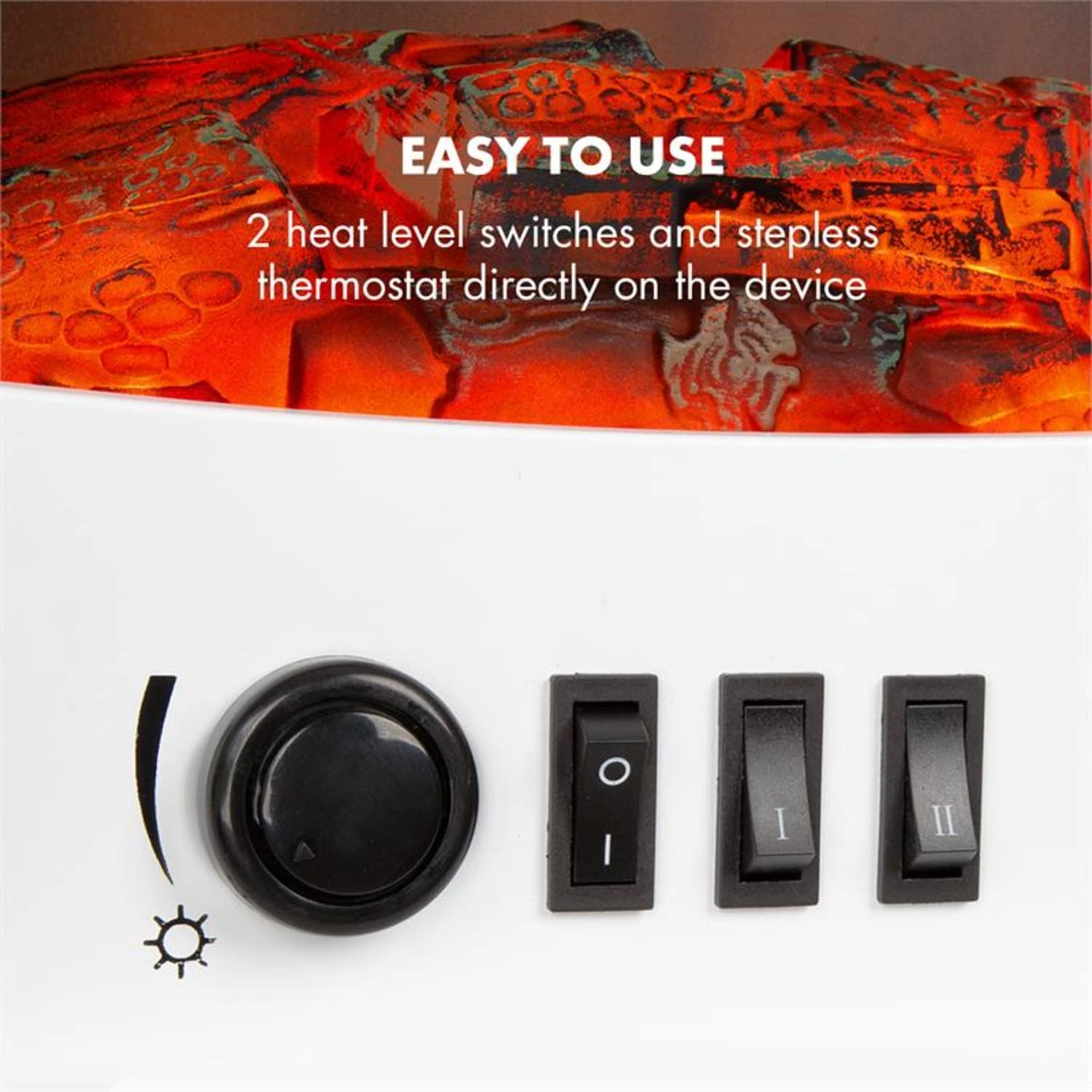 Meran Elektrischer Kamin 950/1850W 2-stufige Heizung Gusseisen-Stil – Bild 4