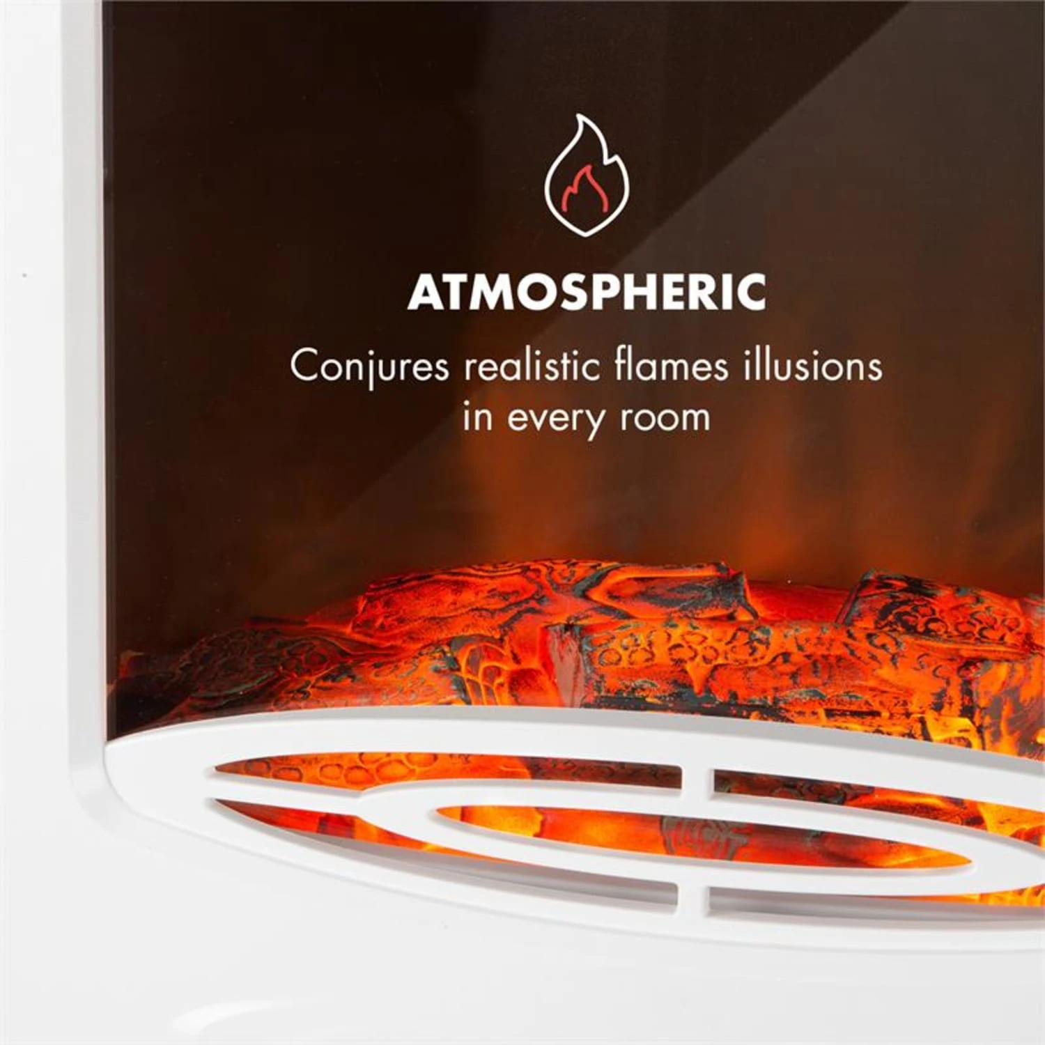 Meran Elektrischer Kamin 950/1850W 2-stufige Heizung Gusseisen-Stil – Bild 5