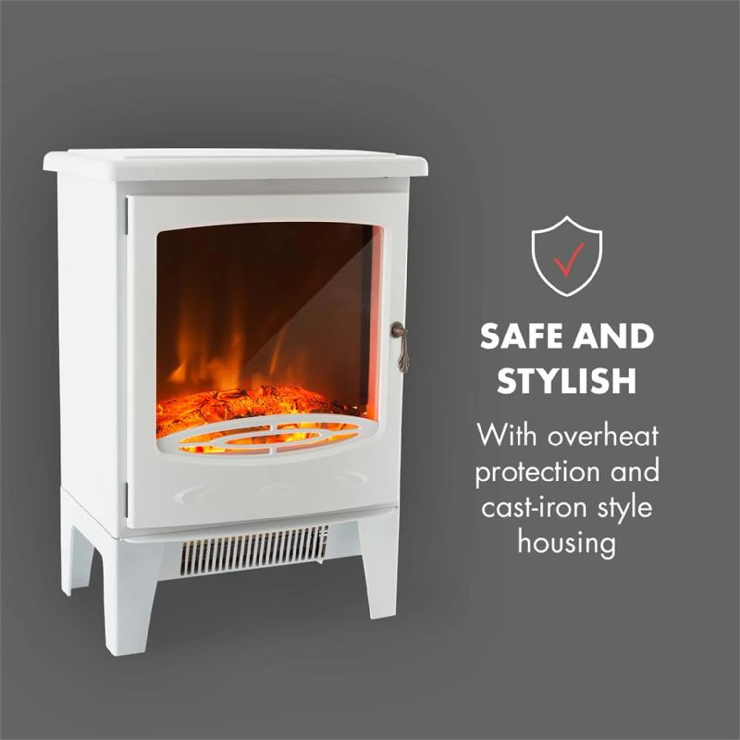 Meran Elektrischer Kamin 950/1850W 2-stufige Heizung Gusseisen-Stil – Bild 7