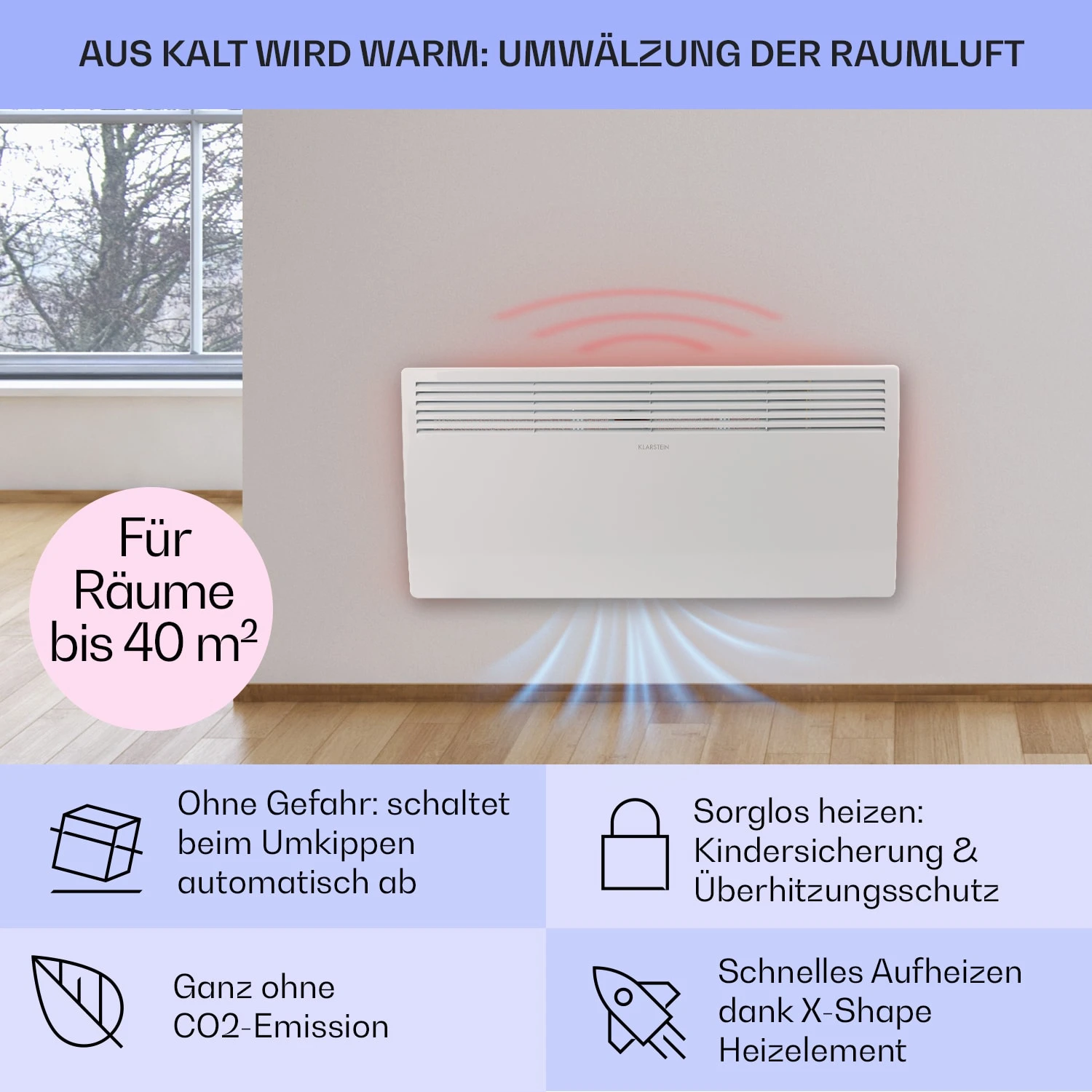 Hot Spot Slimcurve Heizgerät 80x40cm 40m² 2000W 5-40°C LED IP24 Weiß – Bild 4