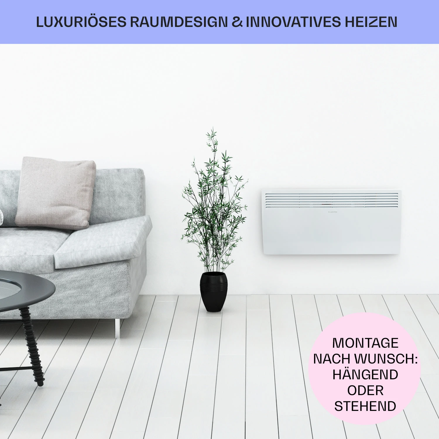 Hot Spot Slimcurve Heizgerät 80x40cm 40m² 2000W 5-40°C LED IP24 Weiß – Bild 7