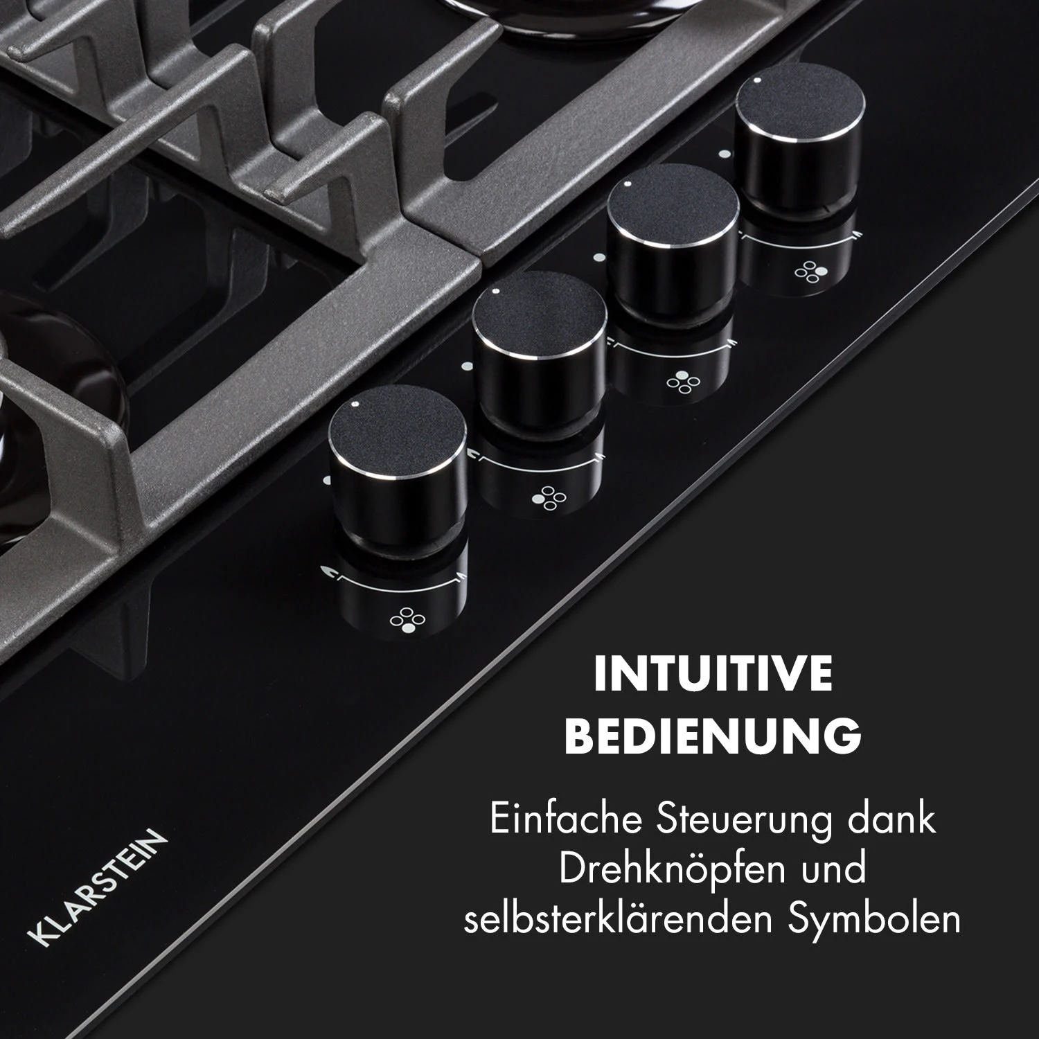 Ignito 4 Zonen Gaskochfeld 4-flammig Sabaf-Brenner Glaskeramik Schwarz – Bild 4