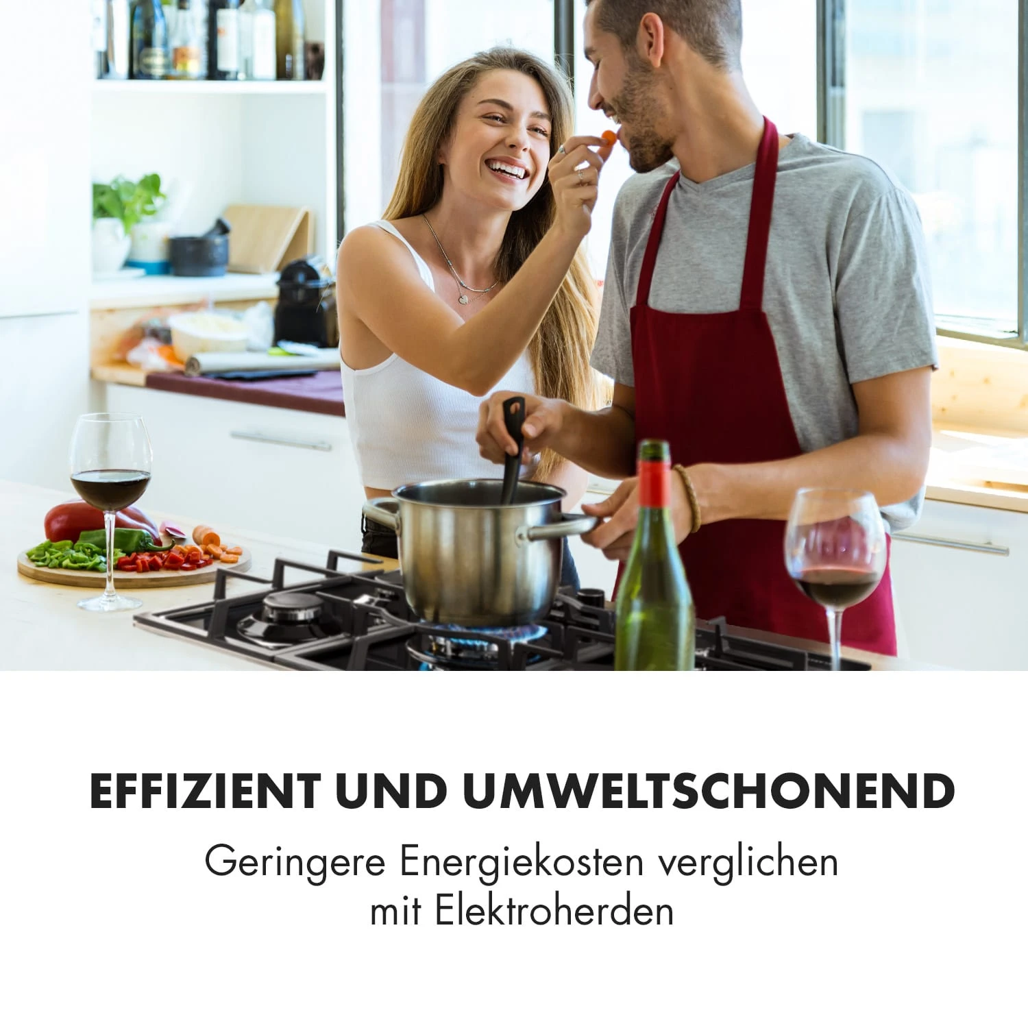 Ignito 5 Zonen Gaskochfeld 5-flammig Sabaf-Brenner Glaskeramik Schwarz – Bild 2