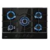 Ignito 5 Zonen Gaskochfeld 5-flammig Sabaf-Brenner Glaskeramik Schwarz
