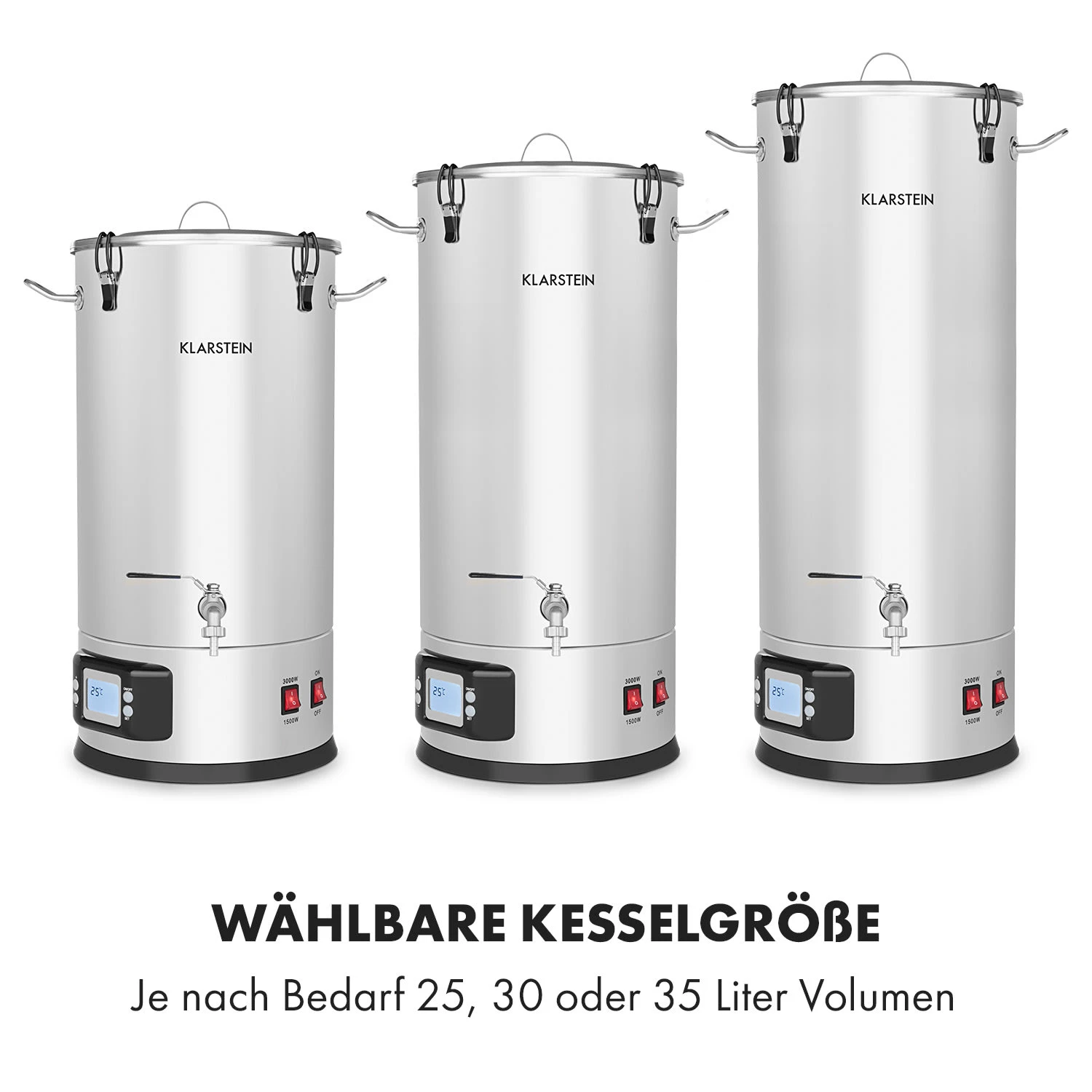 Maischfest Maischekessel 5 Teile 1500/3000W 30l LCD Edelstahl – Bild 3