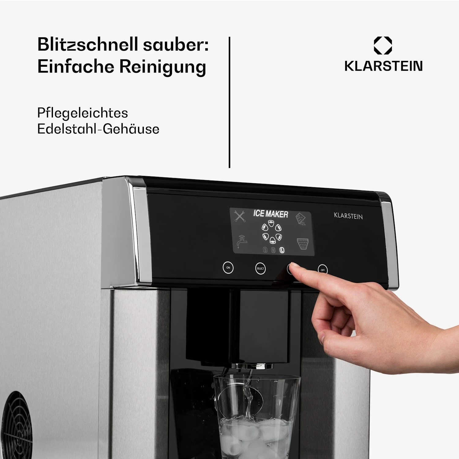 Eiszeit Eiswürfelmaschine Edelstahl 3 Eiswürfelgrößen Silber – Bild 6